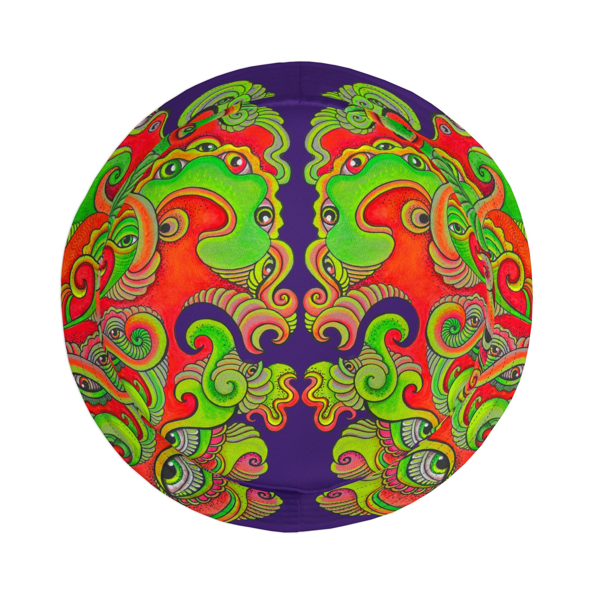 Psychedelic Paisley Bucket Hat — Vibrant Neon Swirl Festival Hat #h08754