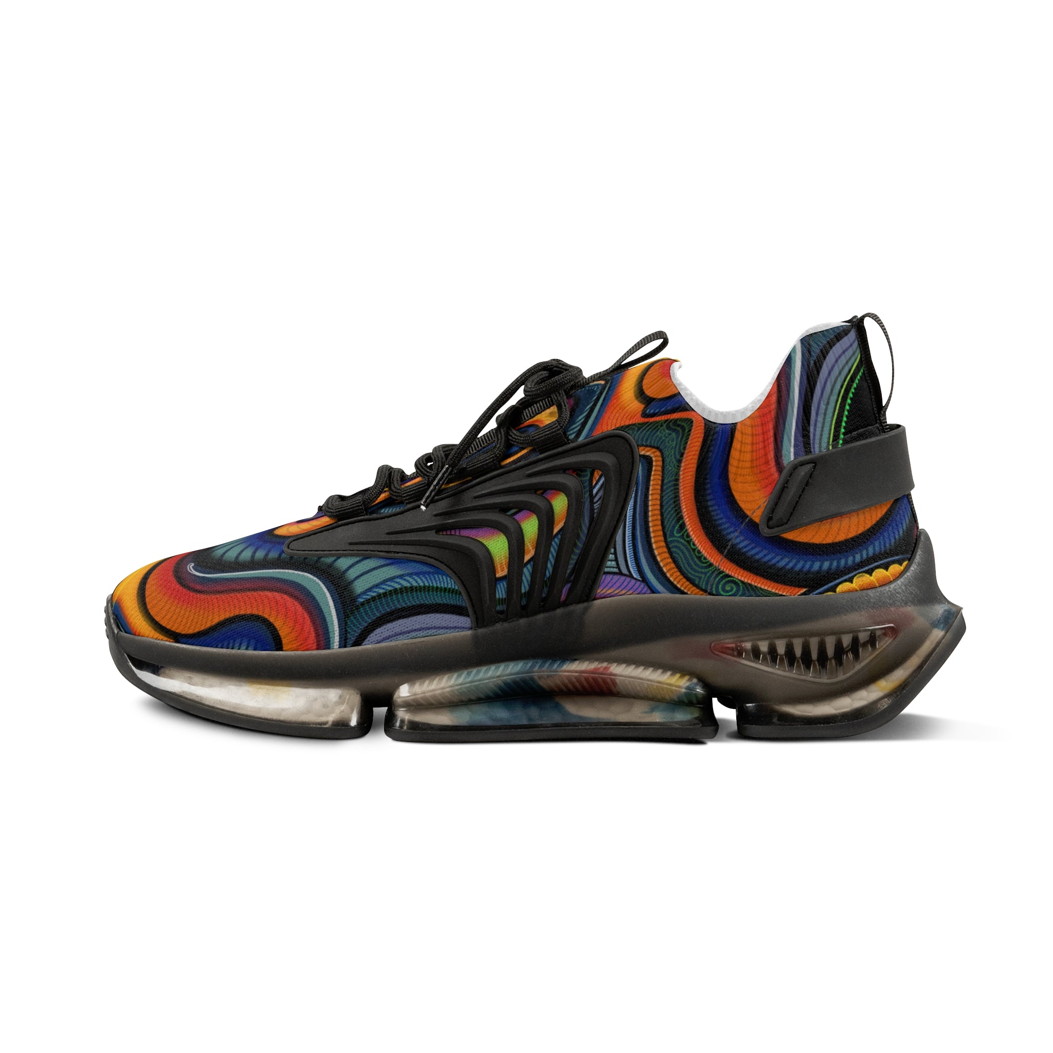 Men's Mesh Sneakers — Retro Psychedelic Swirl Athletic Shoes #lh963278