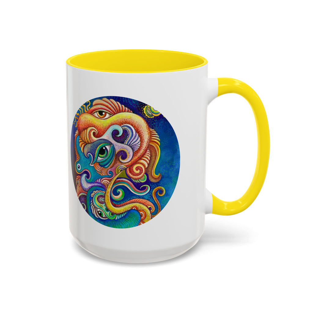 Colorful Abstract Fish Circle Mug | Accent Coffee Mug