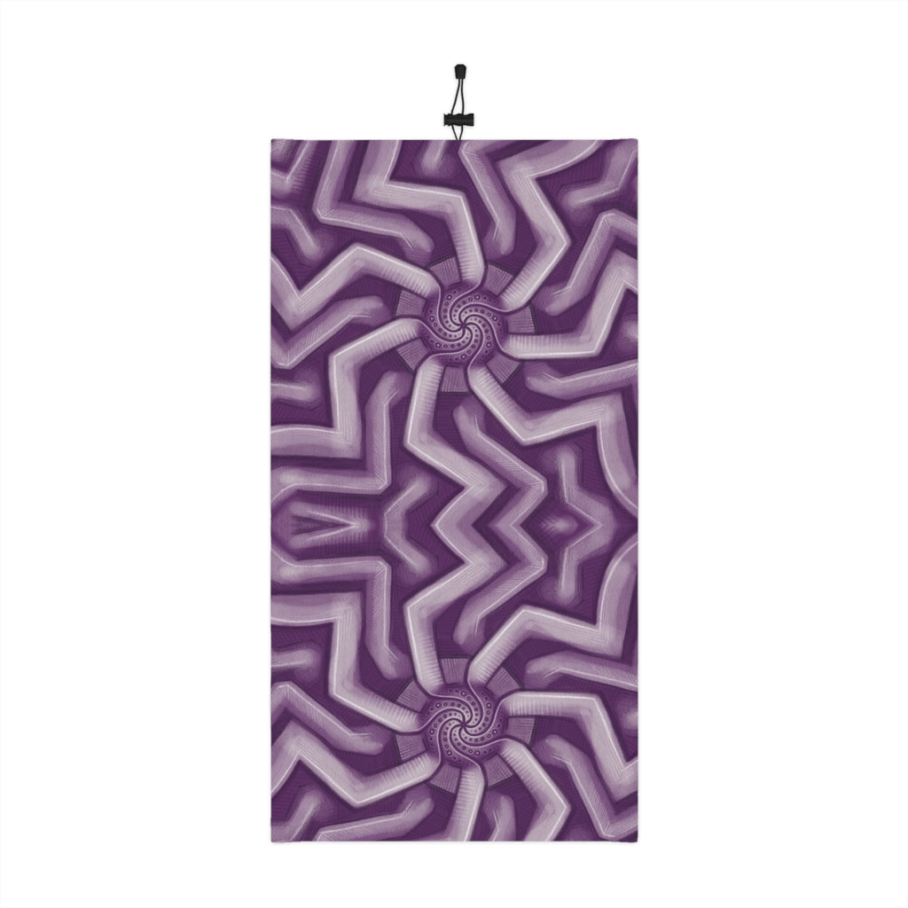 Purple Geometric Winter Neck Gaiter — Insulated Drawstring Face Mask #pue9836