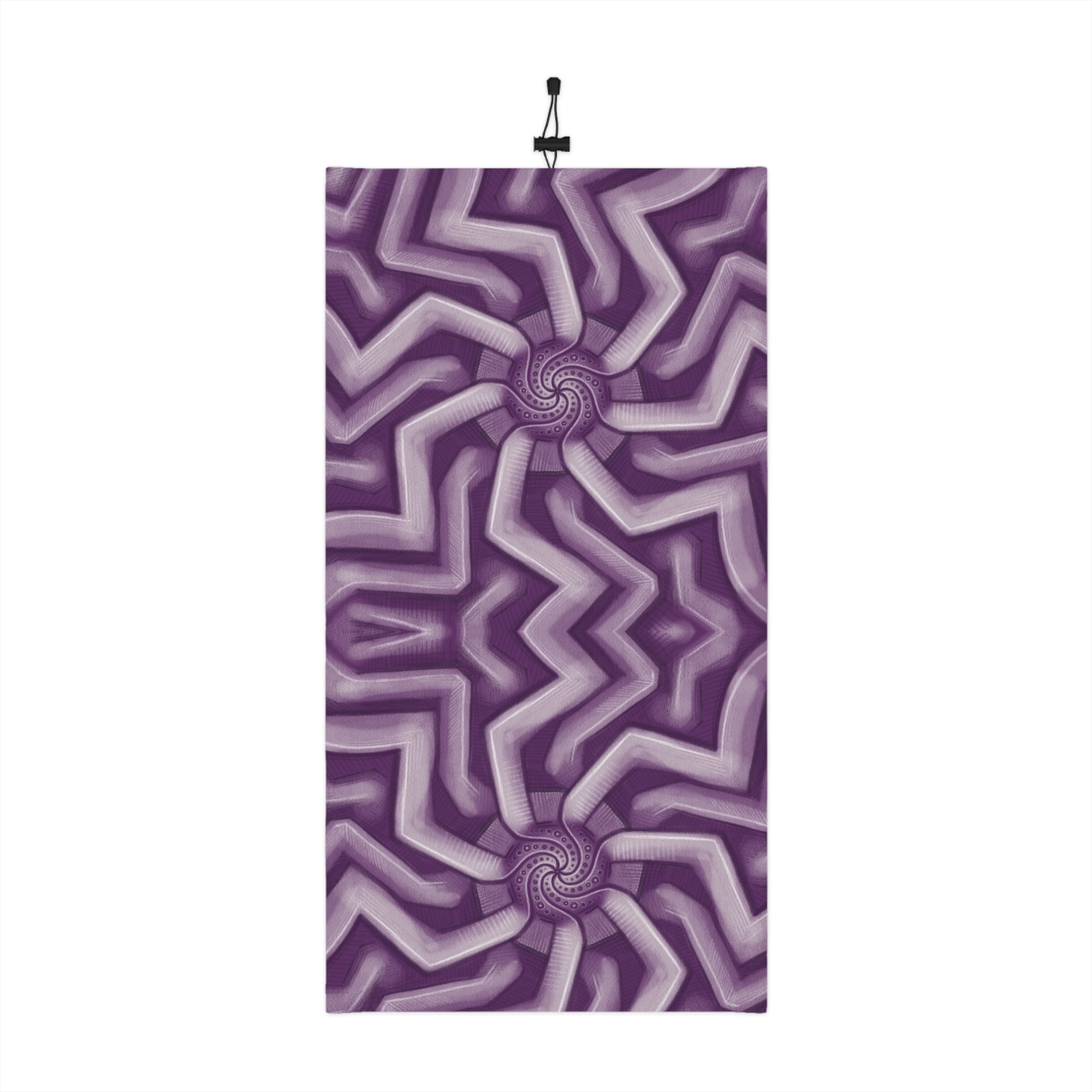 Purple Geometric Winter Neck Gaiter — Insulated Drawstring Face Mask #pue9836