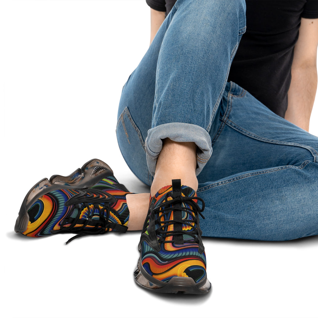 Men's Mesh Sneakers — Retro Psychedelic Swirl Athletic Shoes #lh963278