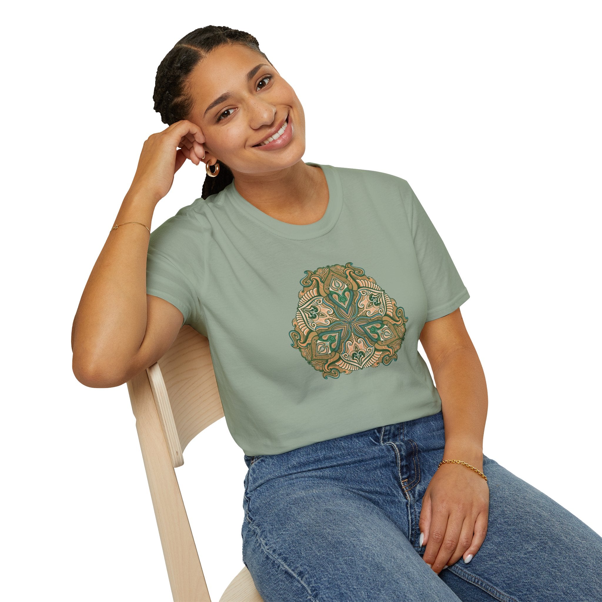 Green Celtic Knot Mandala T-Shirt | Floral Shamrock Pattern