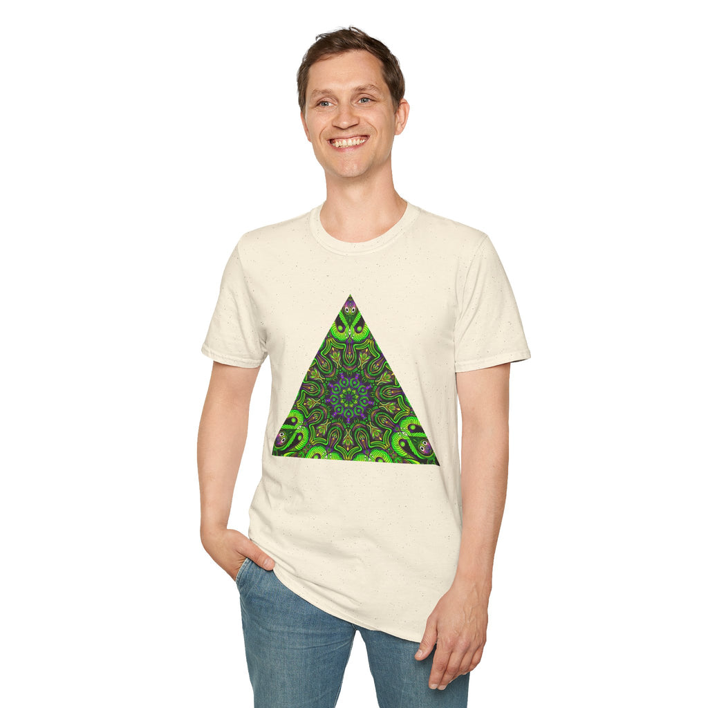 Green Mandala Triangle T-Shirt – Psychedelic Geometric Art Tee # kh9732