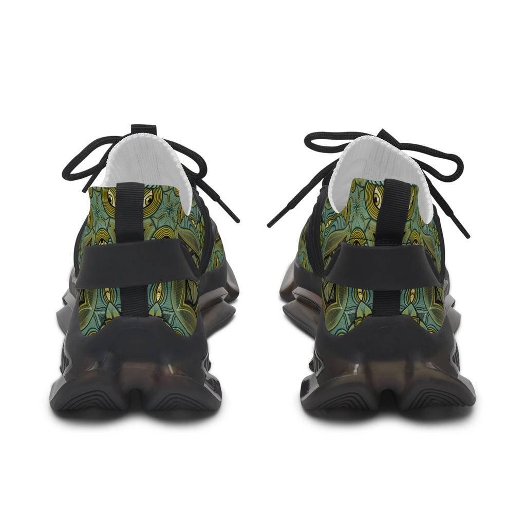 Mesh Sneakers - Green Geometric Tribal Pattern Women's Athletic Shoes #s762457
