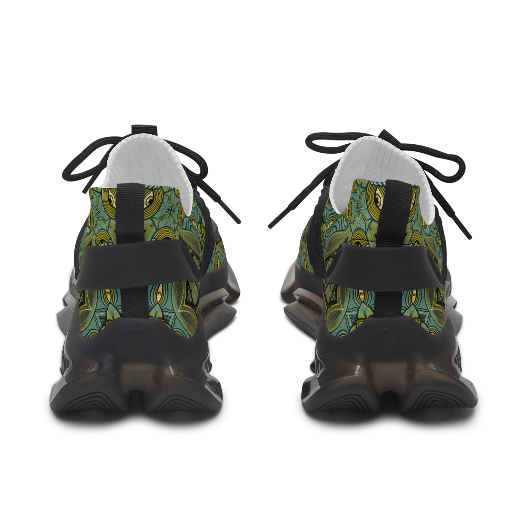 Mesh Sneakers - Green Geometric Tribal Pattern Women's Athletic Shoes #s762457