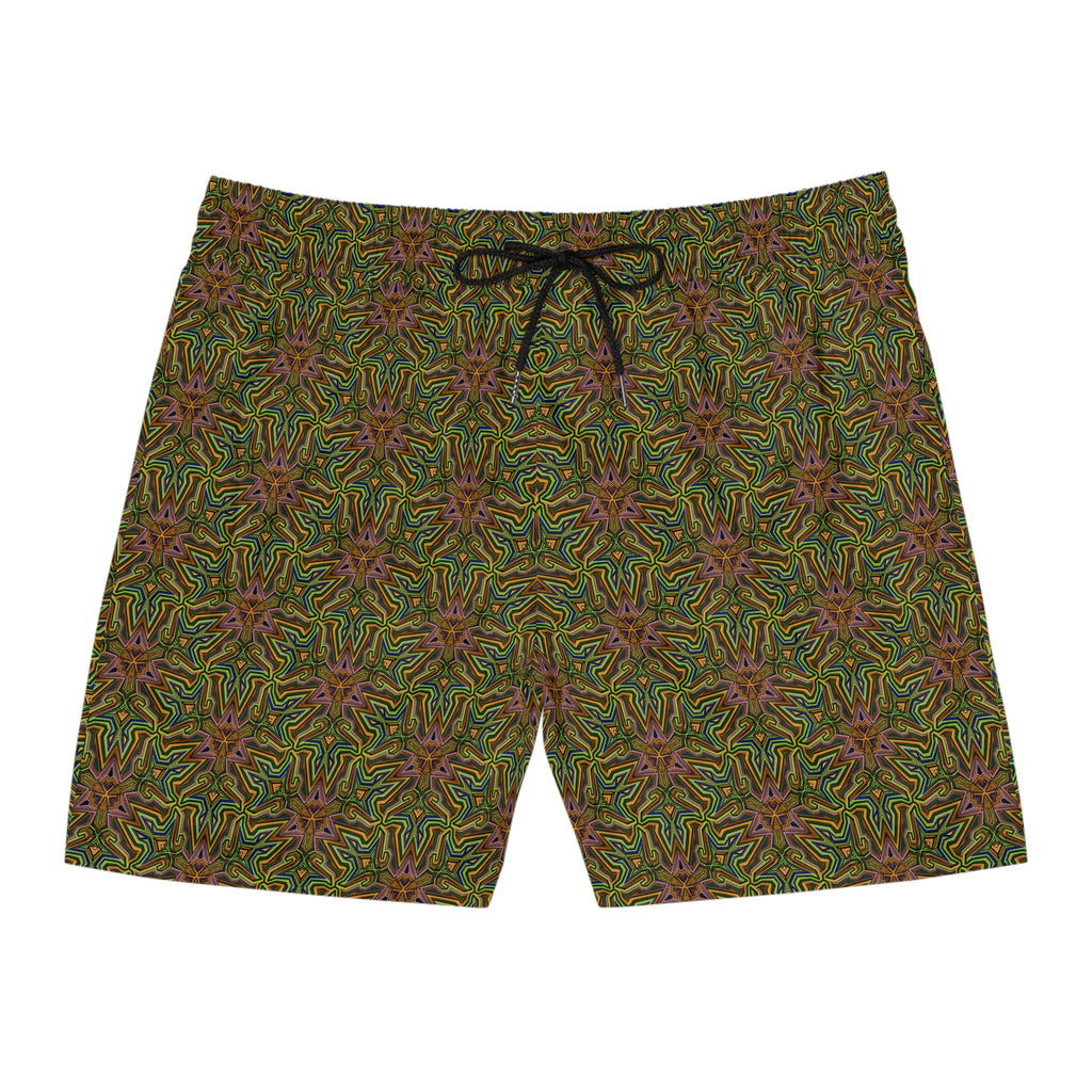 Kaleidoscope Coral Swim Shorts — Men's Mid-Length Patterned Swim Trunks #ss2