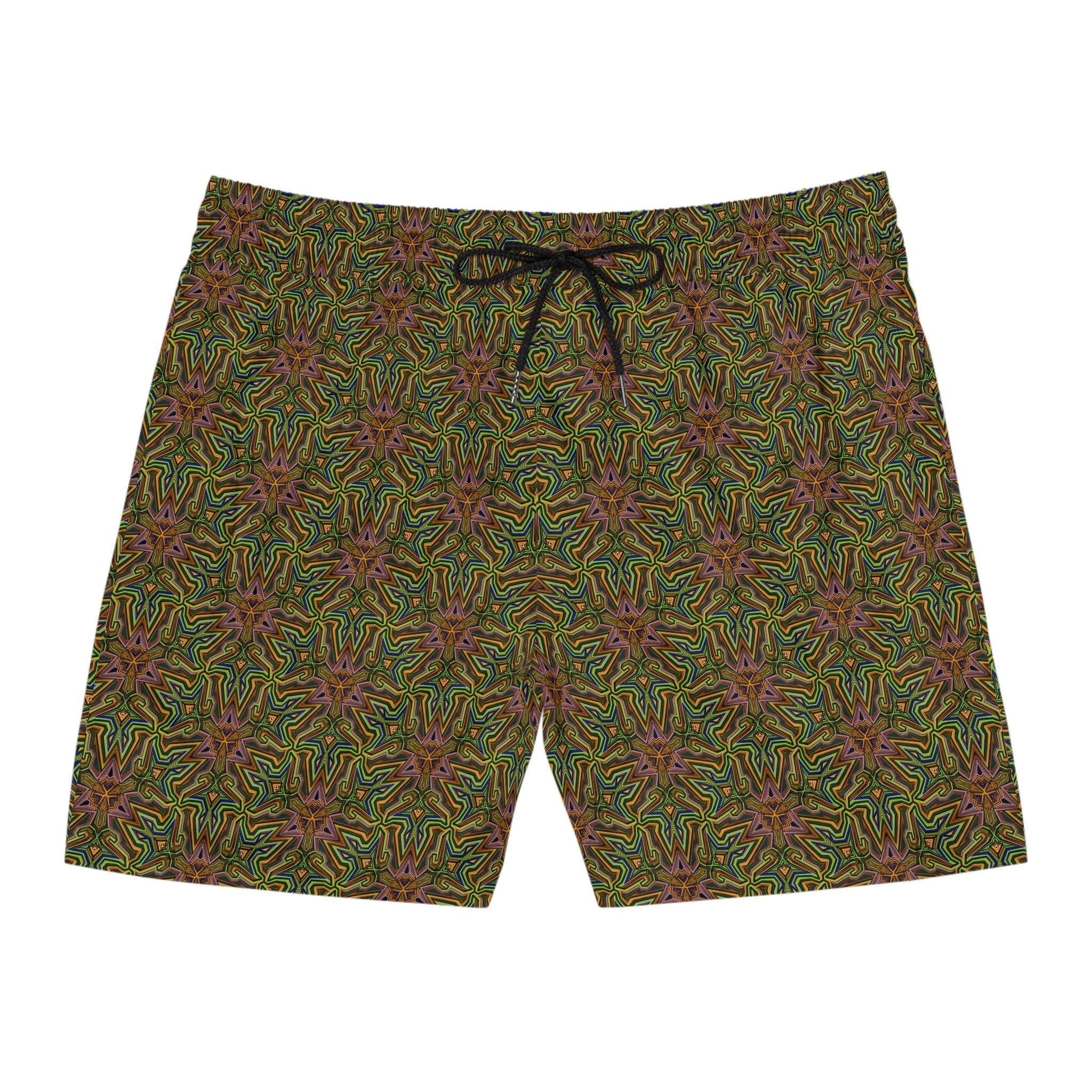 Kaleidoscope Coral Swim Shorts — Men's Mid-Length Patterned Swim Trunks #ss2