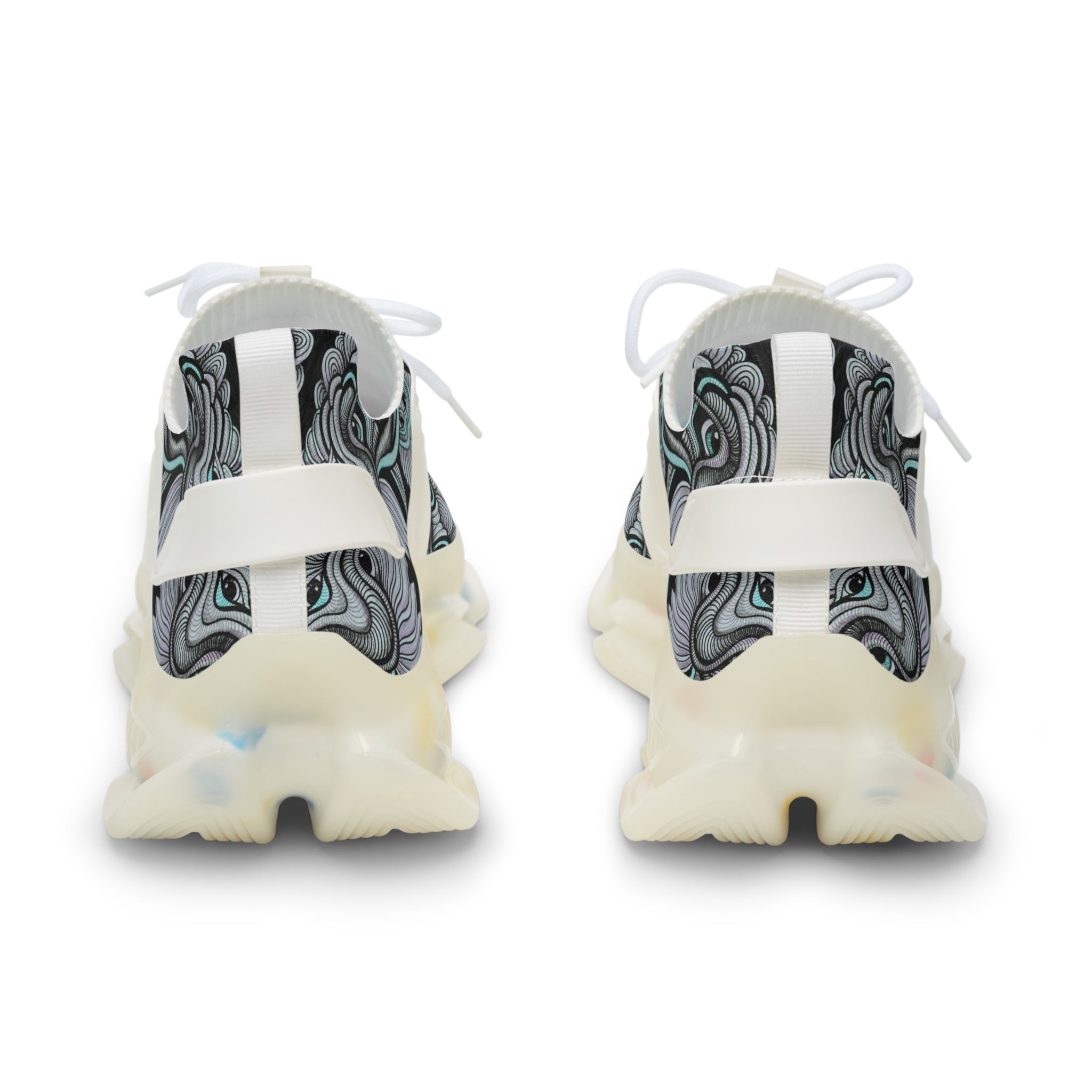 Men's Mesh Sneakers — Abstract Swirl Pattern Athletic Shoes #jf9765