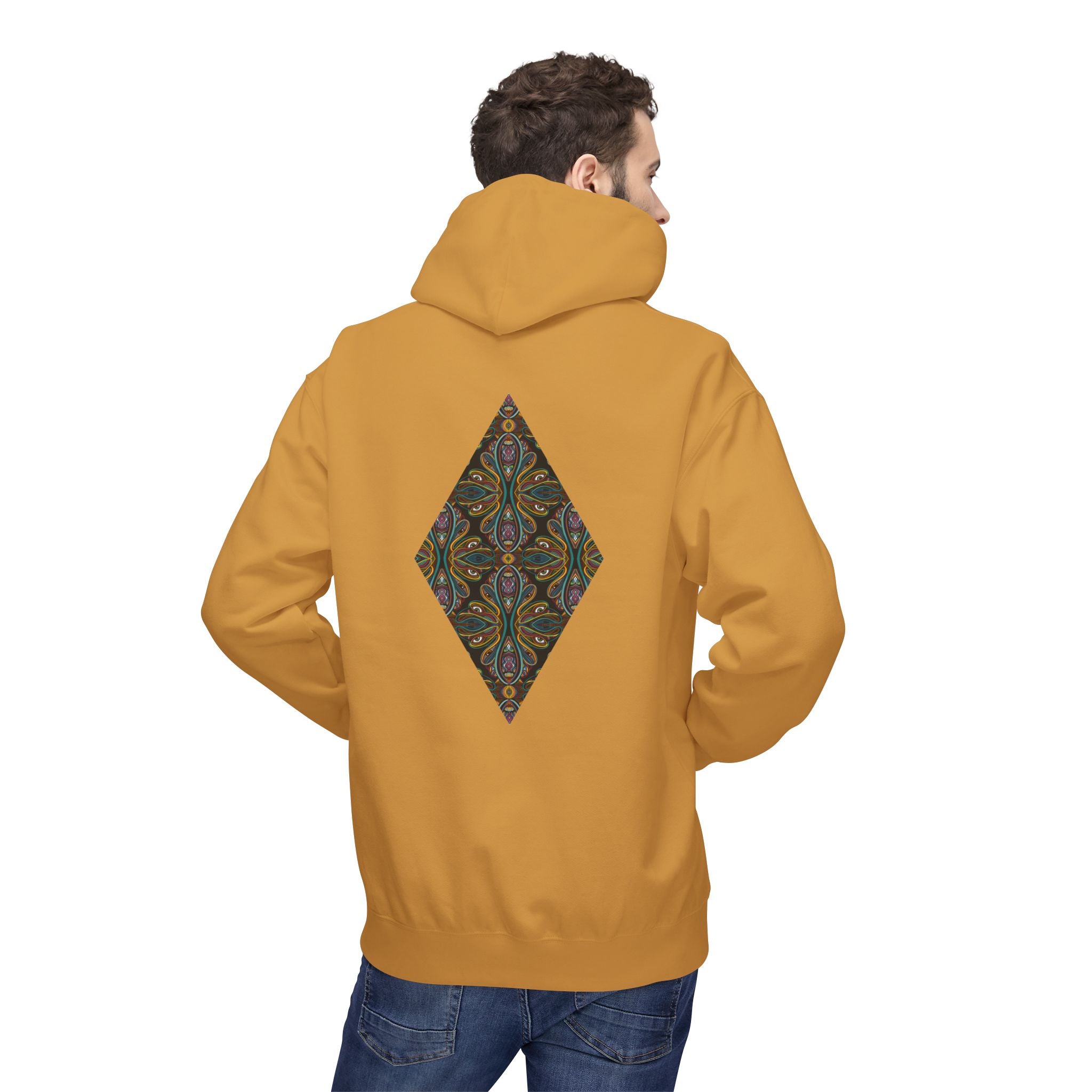 Geometric Mosaic Triangle Hoodie — Decorative Pattern Pullover #i865678