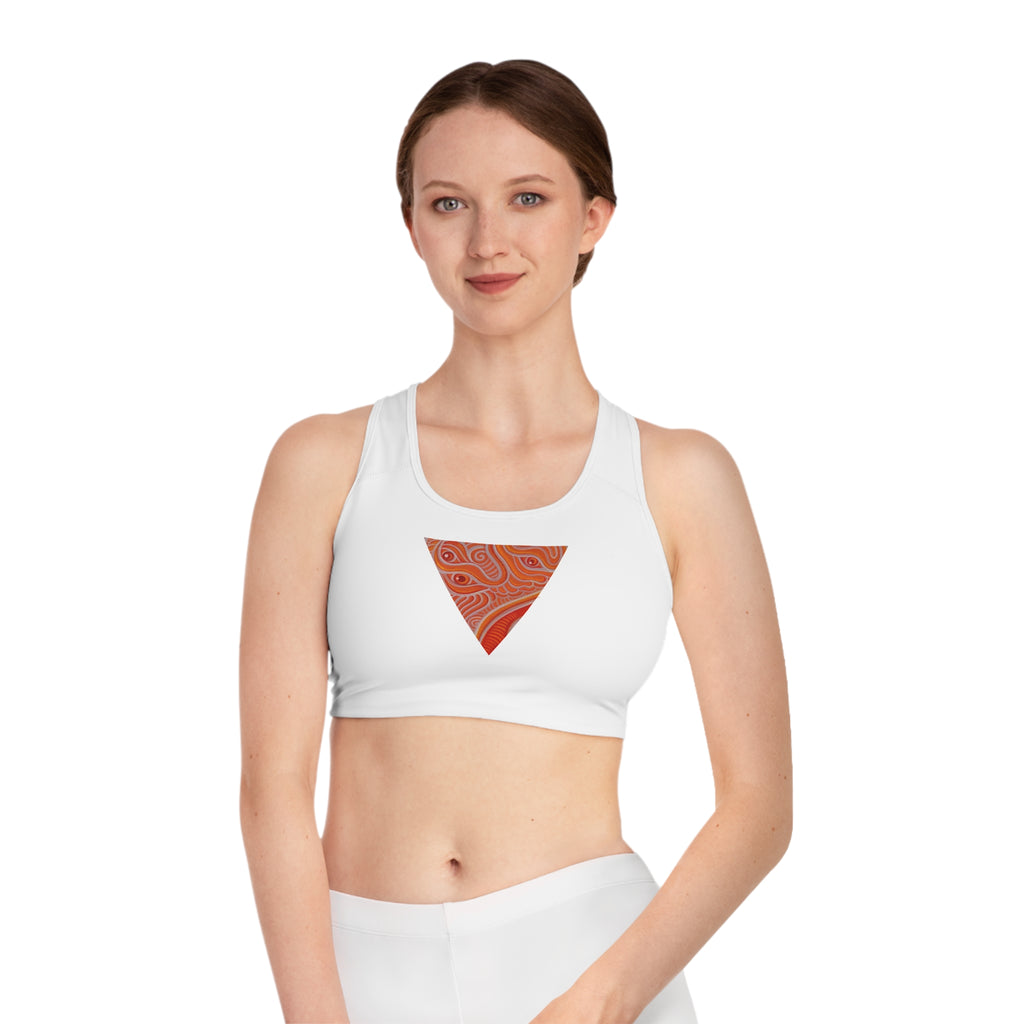 Triangle Mandala Sports Bra — Orange Abstract AOP Activewear #gd8652245