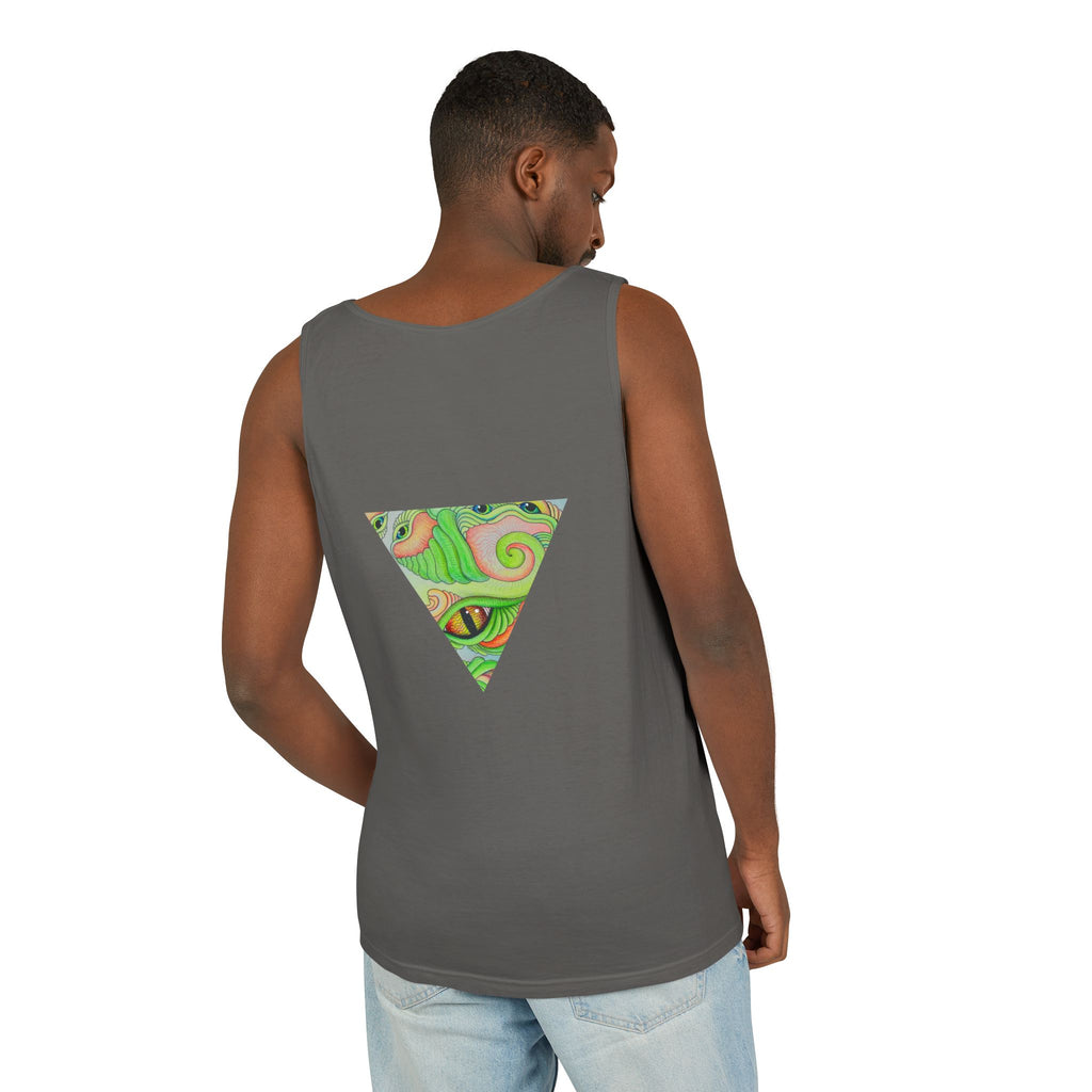 Psychedelic Triangle Tank Top — Green Swirl Eye Graphic #hg772225566