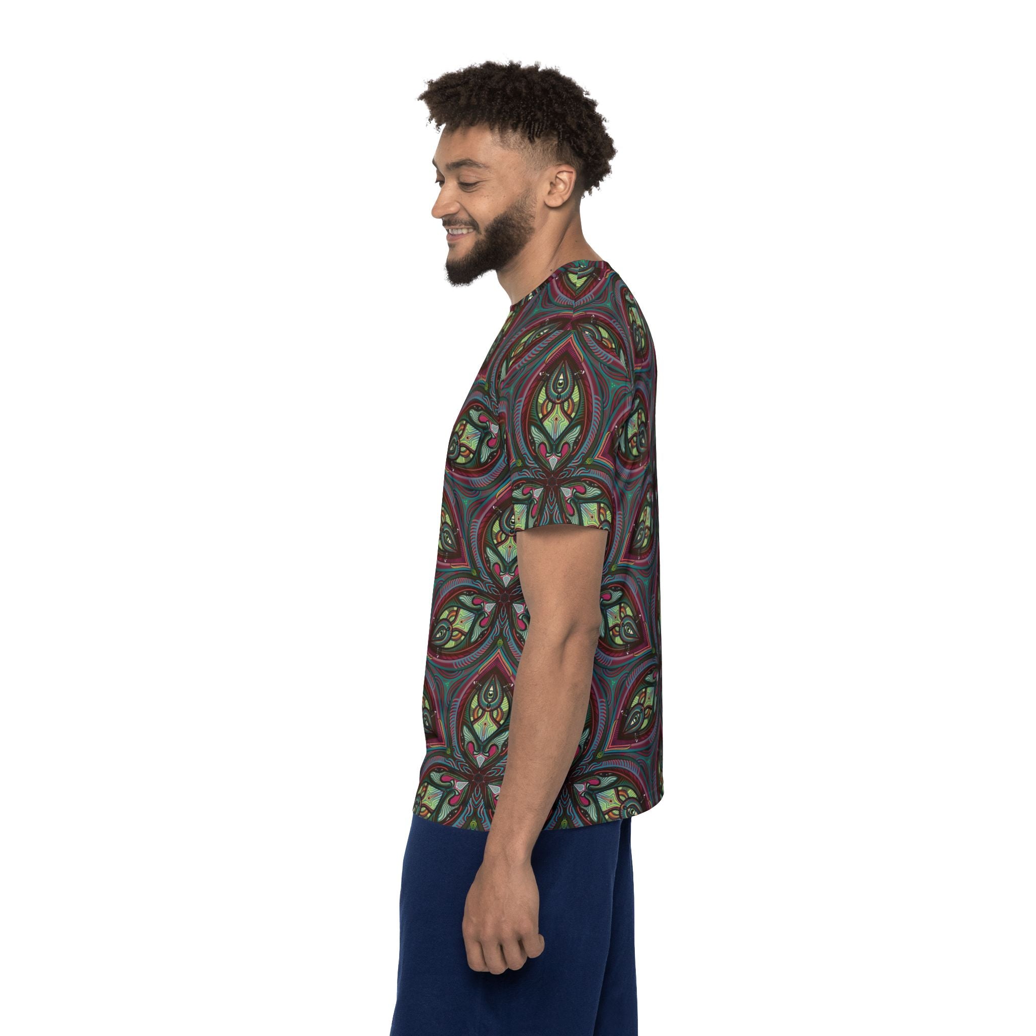 Men's Allover Print Jersey — Retro Kaleidoscope Floral Pattern #gab348