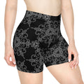 Mandala Lace Biker Shorts — Black Floral Kaleidoscope Women’s Activewear #g65467