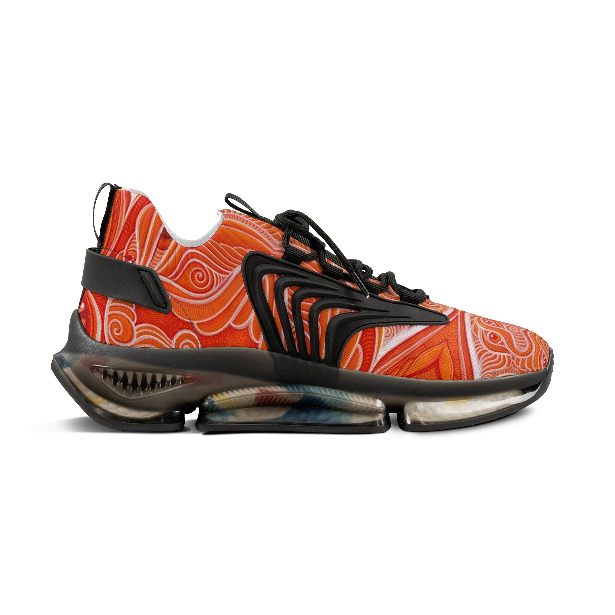 Men's Orange Swirl Mesh Sneakers – Lightweight Athletic Shoes #h974689