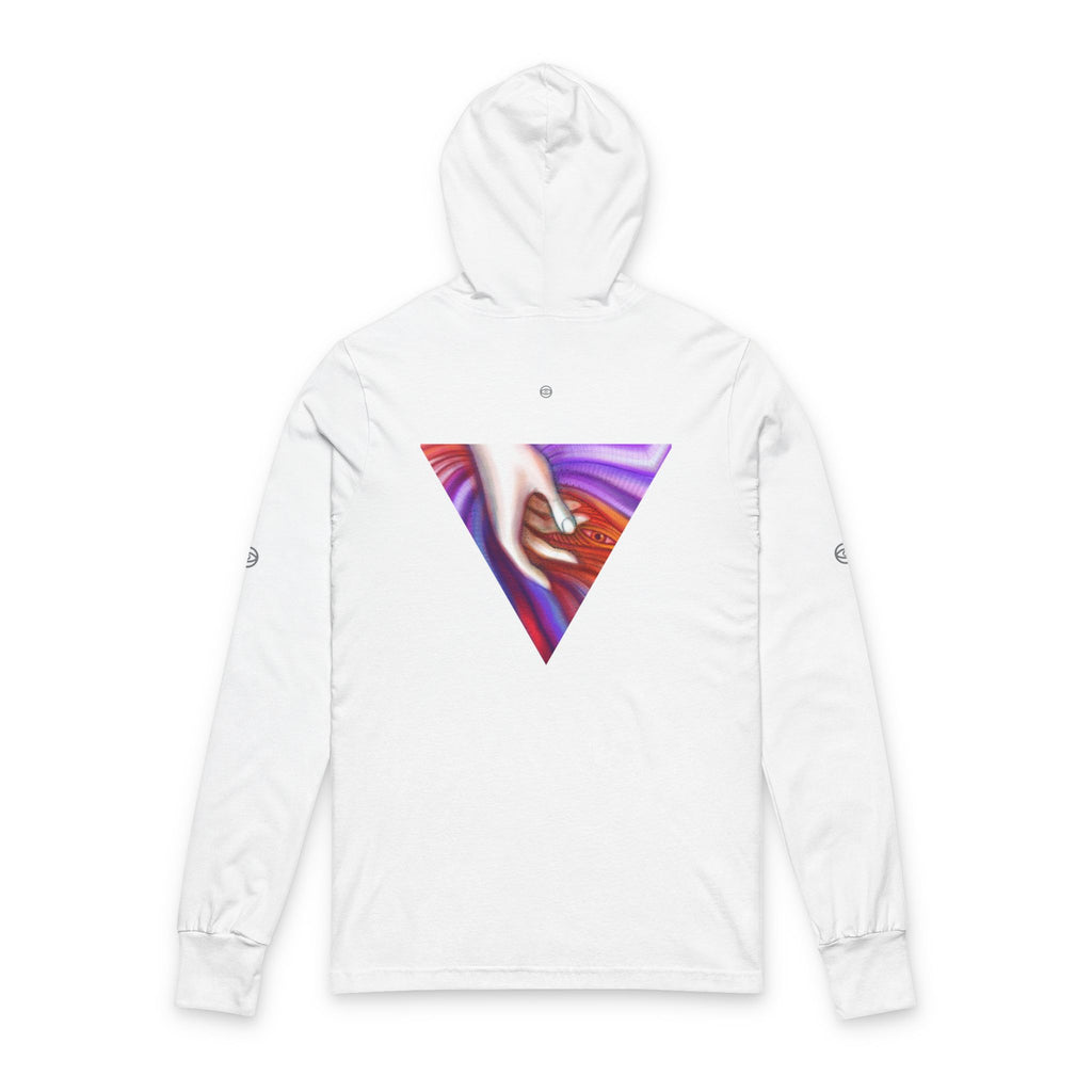 Hooded Long Sleeve Tee — Triangular Abstract Hand Graphic #dhe23876
