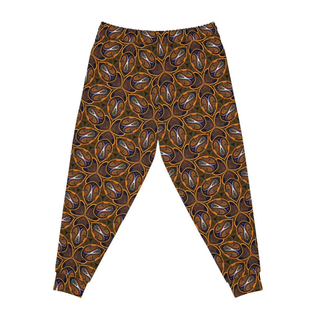 Brown Boho Floral Athletic Joggers – All-Over Print Patterned Sweatpants #ik76337