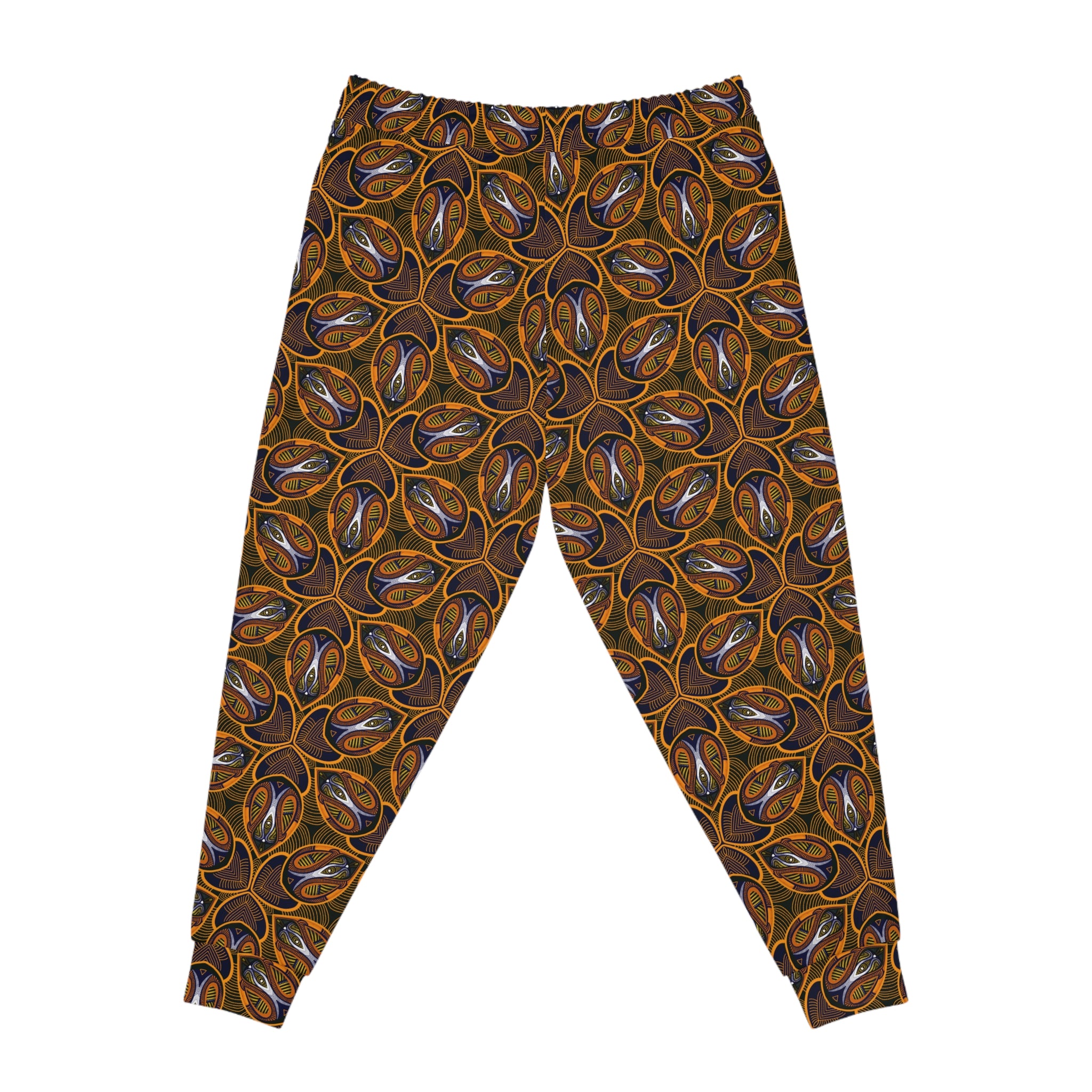 Brown Boho Floral Athletic Joggers – All-Over Print Patterned Sweatpants #ik76337