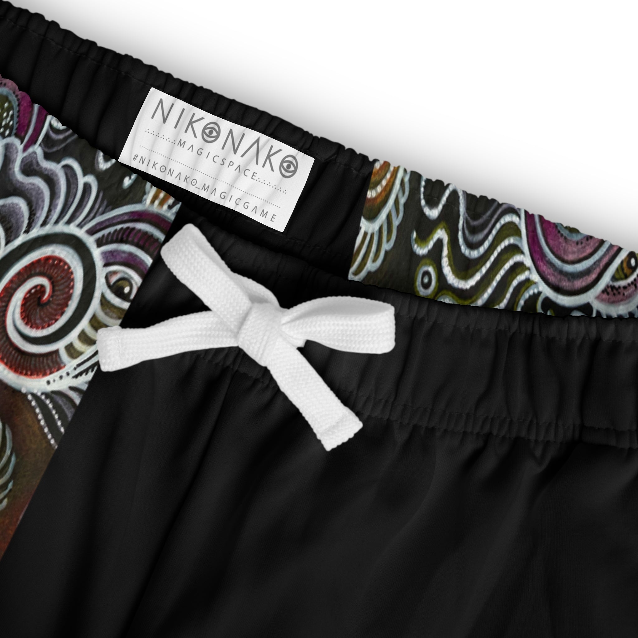 Men's Athletic Shorts with Abstract Swirl Panel – Black AOP Activewear #as3567