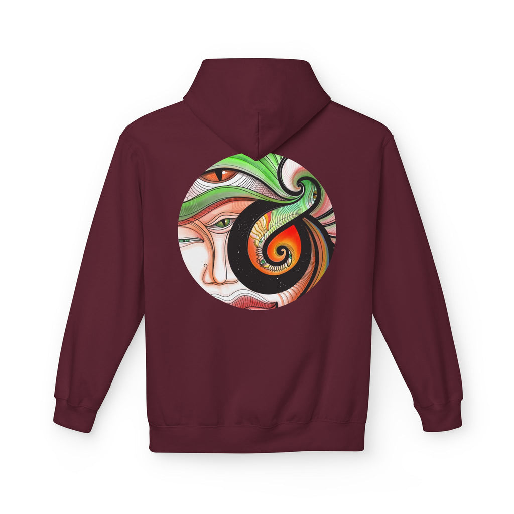 Abstract Swirl Face Hoodie | Artistic Geometric Portrait, White Pullover