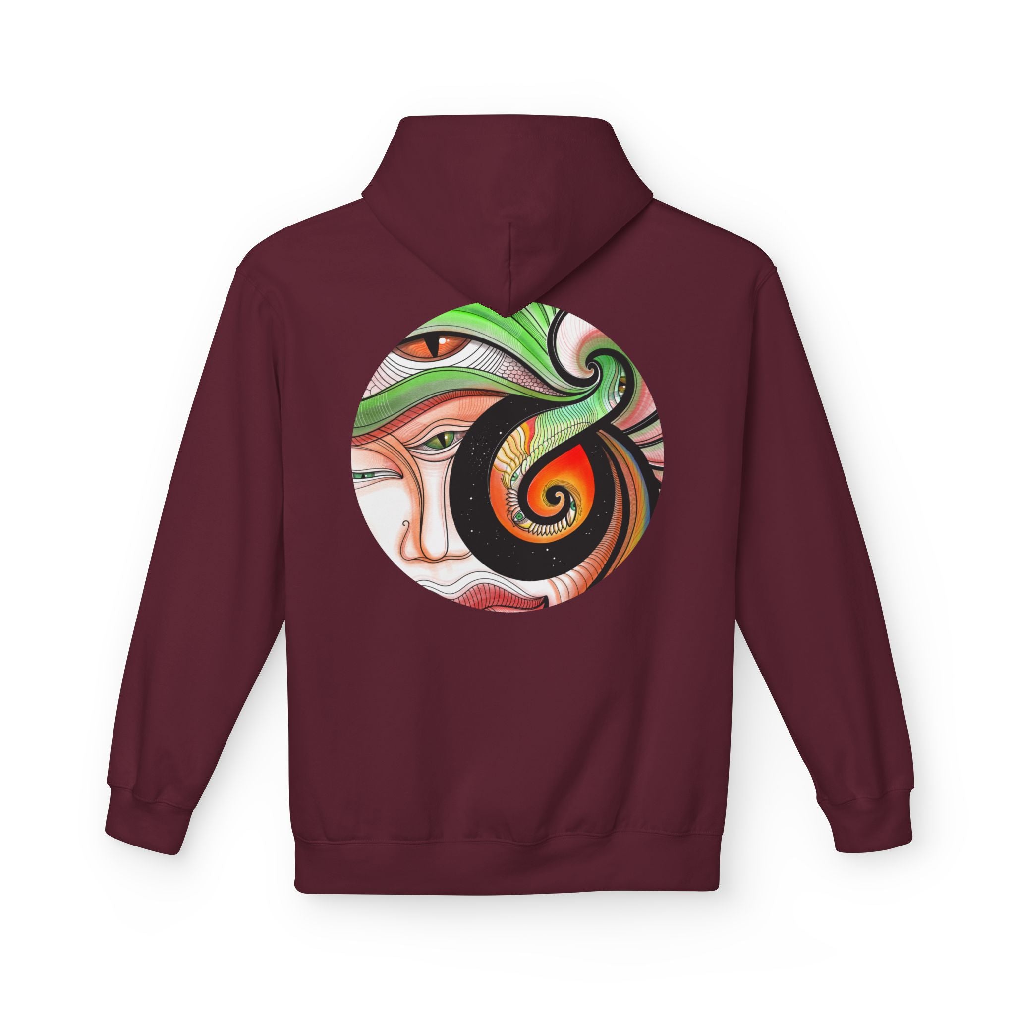 Abstract Swirl Face Hoodie | Artistic Geometric Portrait, White Pullover