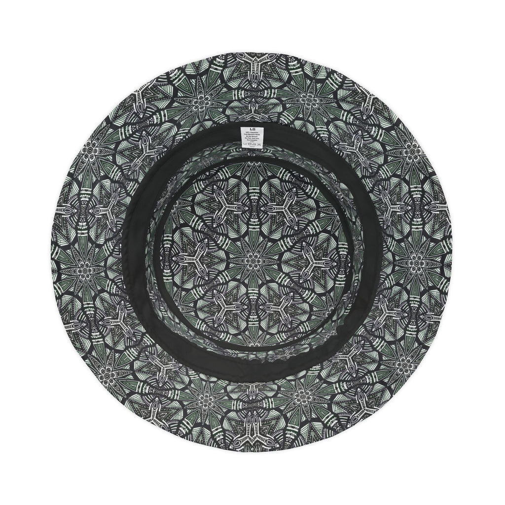 Kaleidoscope Tile Bucket Hat — Green Geometric AOP Sun Hat #jf9754