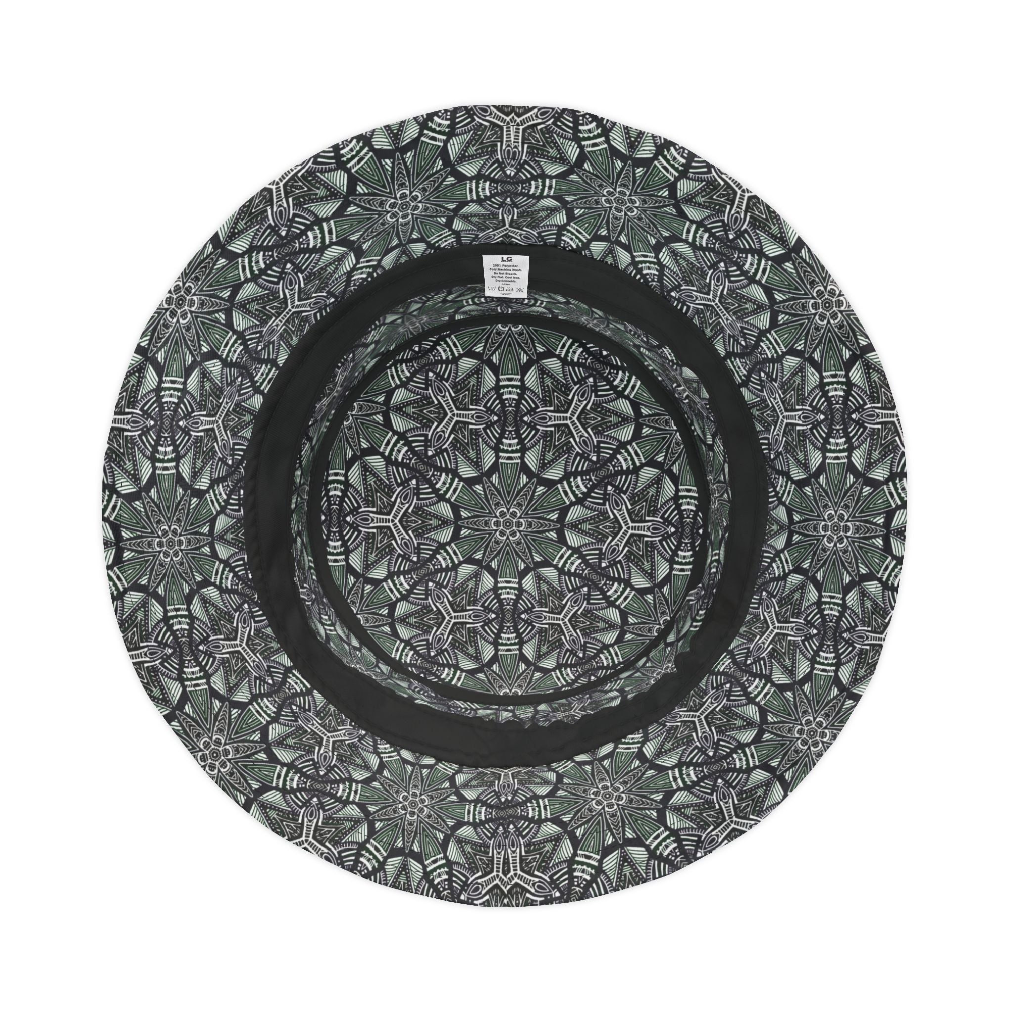 Kaleidoscope Tile Bucket Hat — Green Geometric AOP Sun Hat #jf9754