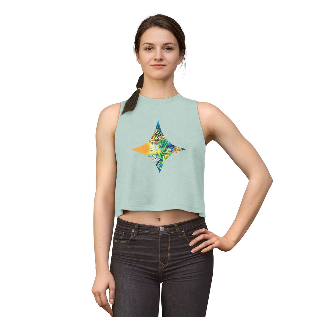 Psychedelic Star Crop Top — Colorful Swirl Graphic Women's Tank #j9966442
