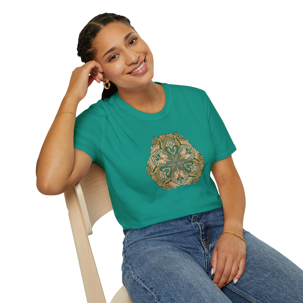 Green Celtic Knot Mandala T-Shirt | Floral Shamrock Pattern