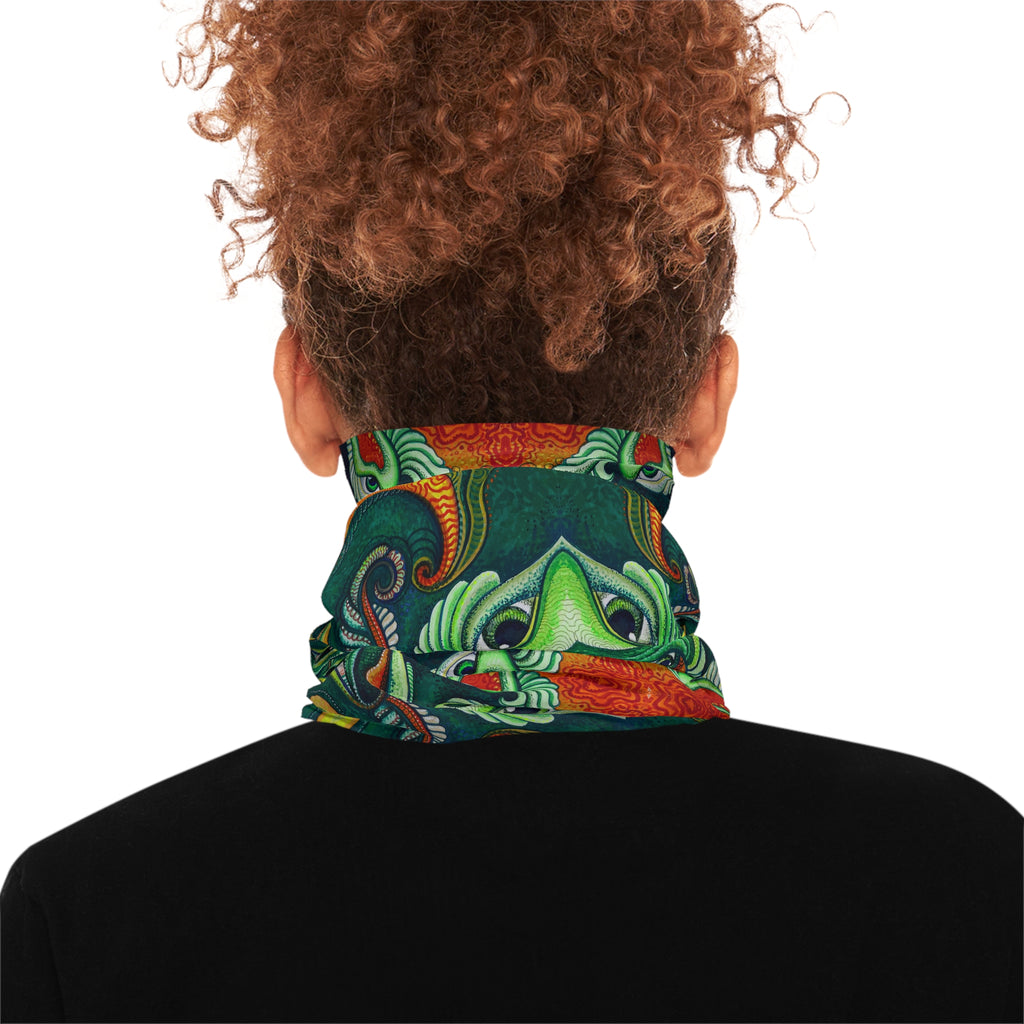 Psychedelic Green Masked Pattern Lightweight Neck Gaiter #ph97424