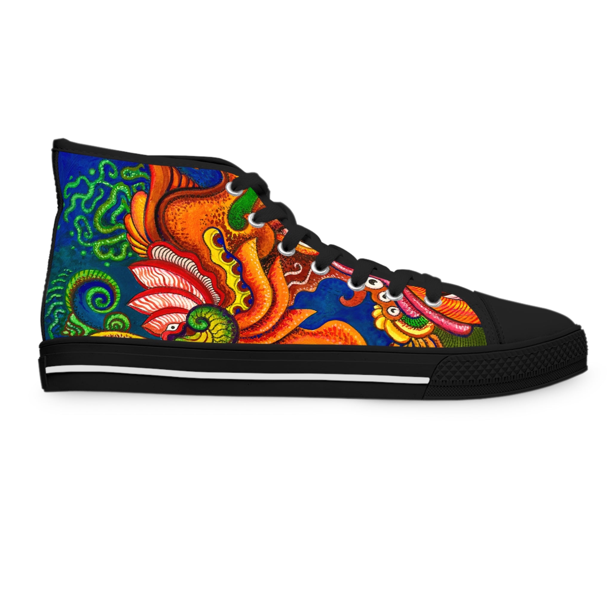 Women's High Top Sneakers — Vibrant Floral Boho Pattern #tr4290