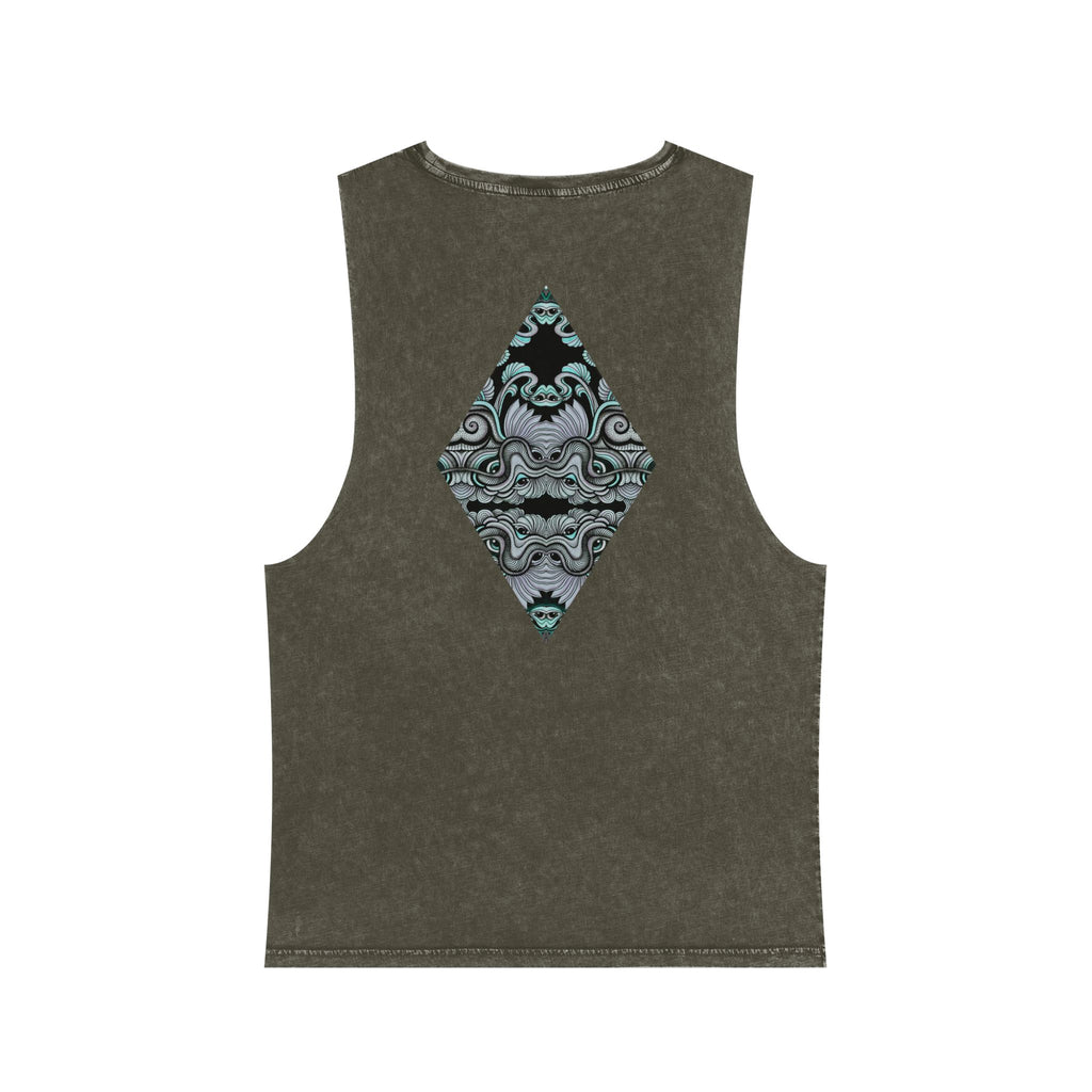 Stonewash Tank Top with Ornate Keyhole Design #sdxv24498