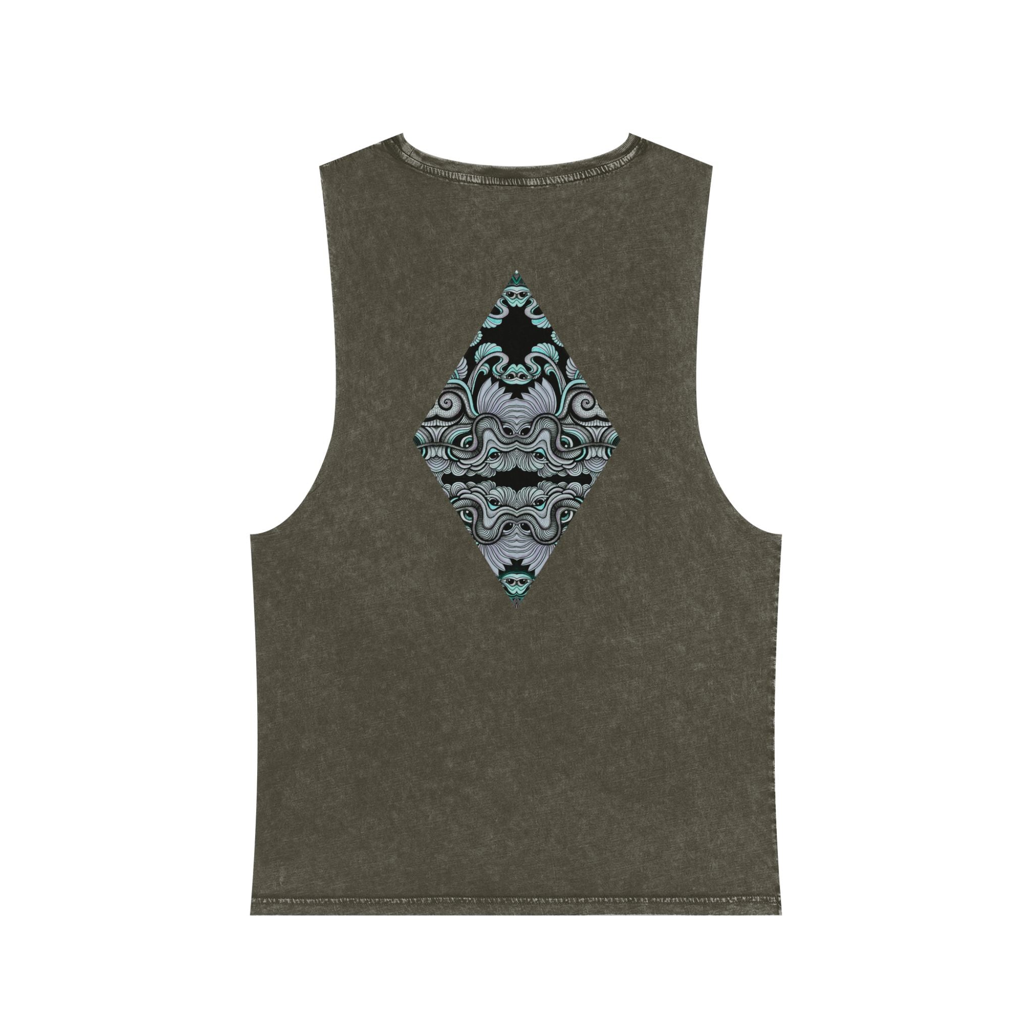 Stonewash Tank Top with Ornate Keyhole Design #sdxv24498