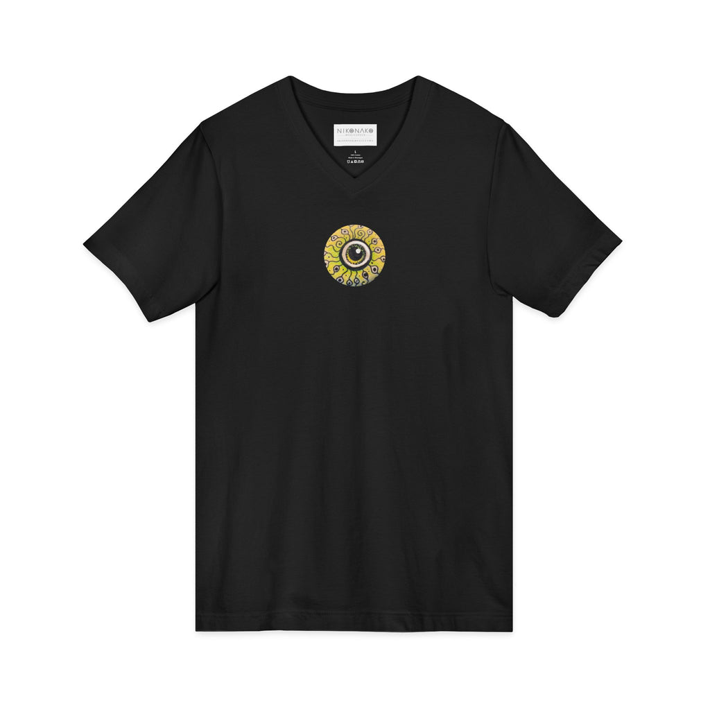 Sunflower Eye Pattern V-Neck Tee #k0833
