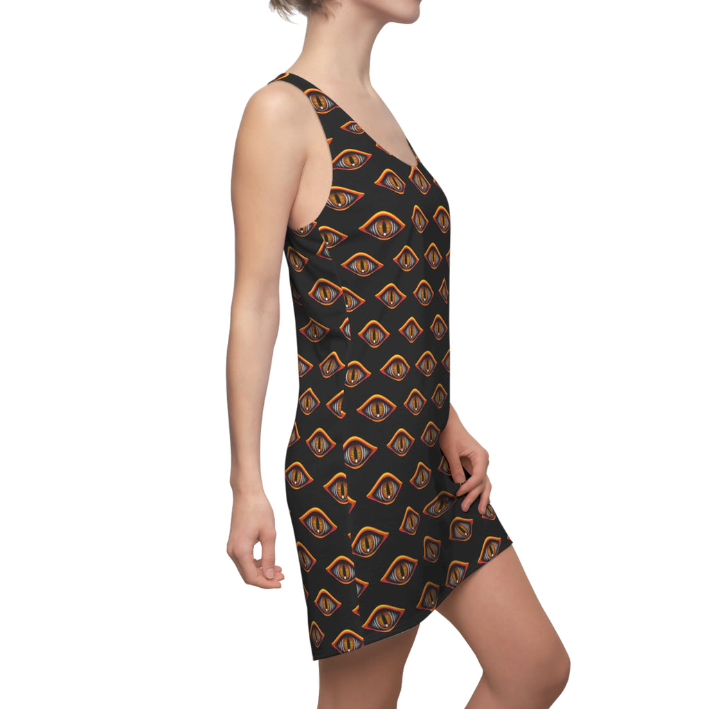 Racerback Dress — Golden Eye All-Over Print #de2316