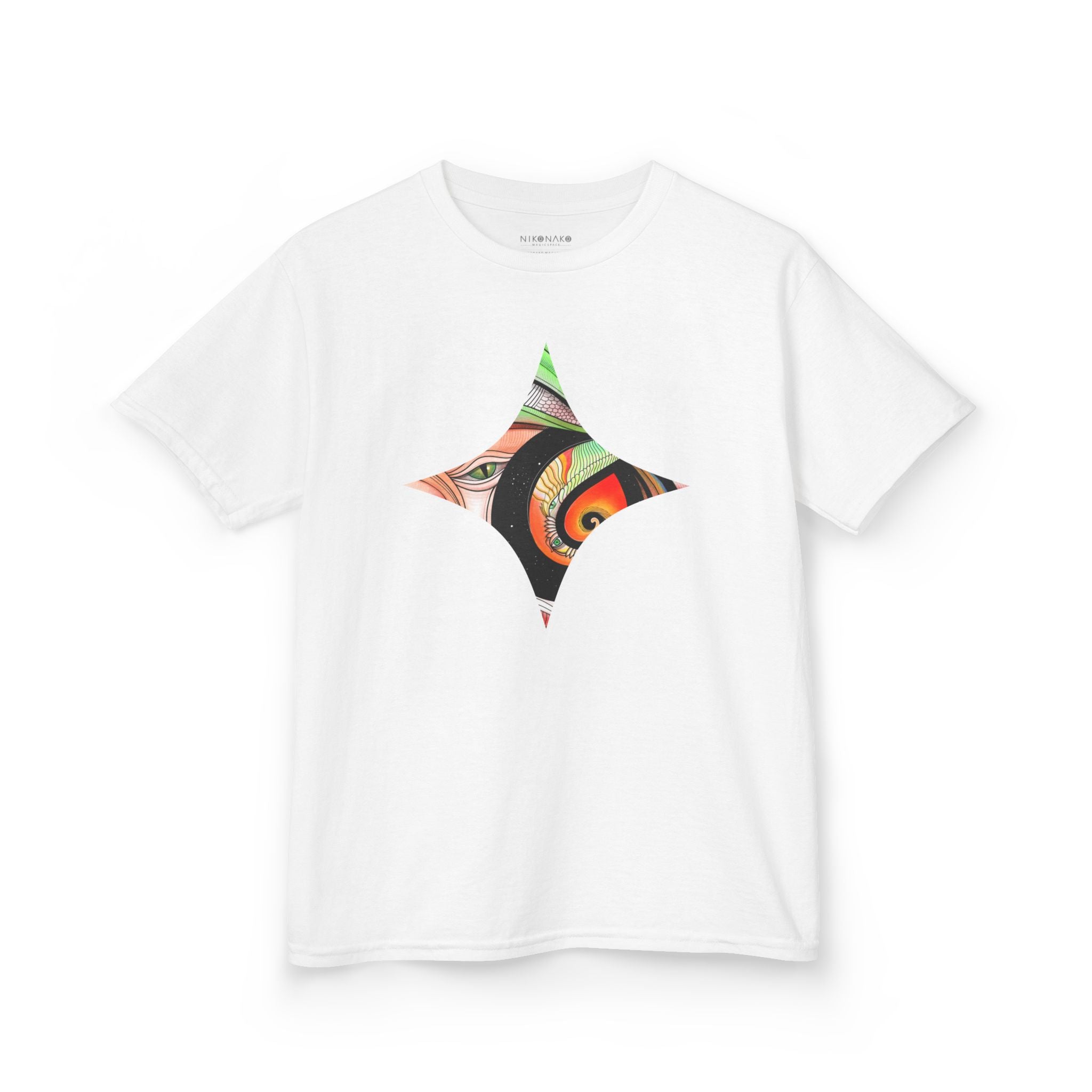 Abstract Eye Pattern Kids Tee | Geometric Star & Triangle Art