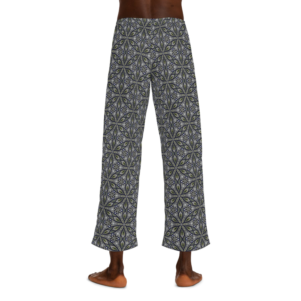 Men's Patterned Pajama Pants – Geometric Floral All-Over Print Lounge Pants #trc543