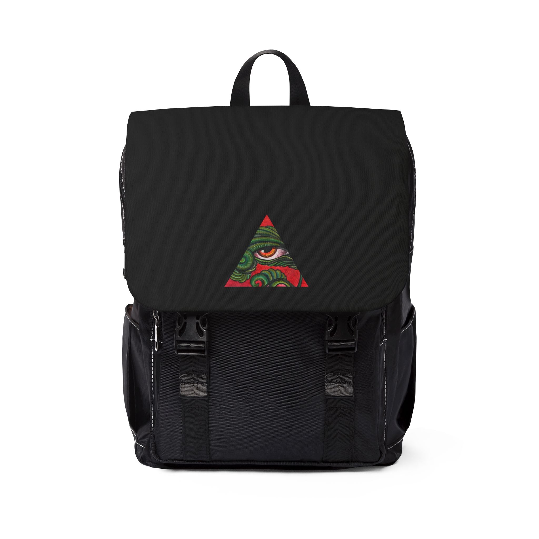 Triangle Eye Pattern Backpack — Casual Shoulder Backpack with Mystic Geometric Design #lit095420