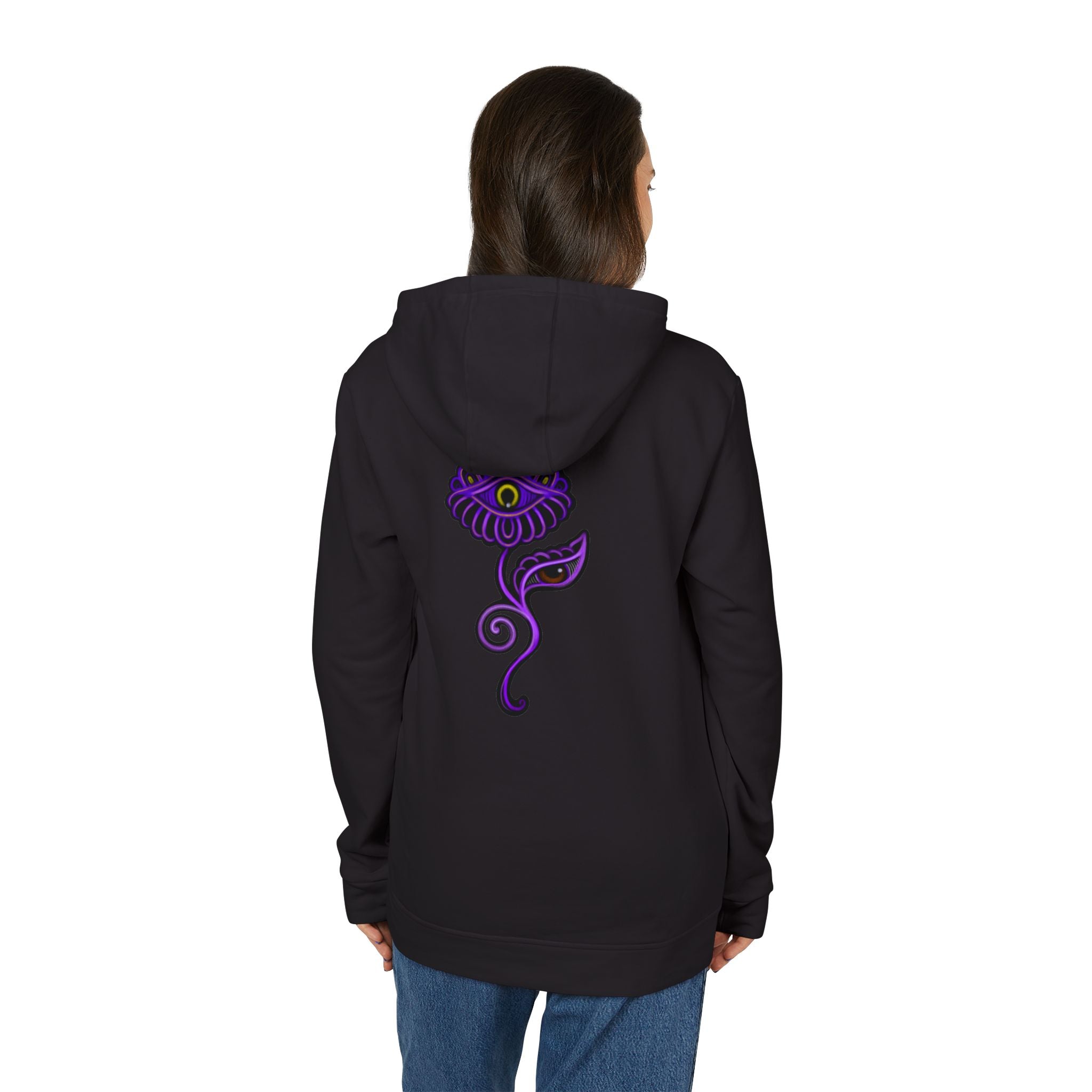 Blue Hoodie with Purple Paisley Chameleon Graphic — Casual Streetwear Pullover. #H1