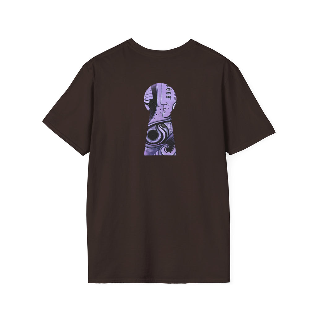 Abstract Purple Swirl Art T-Shirt | Psychedelic Keyhole Design