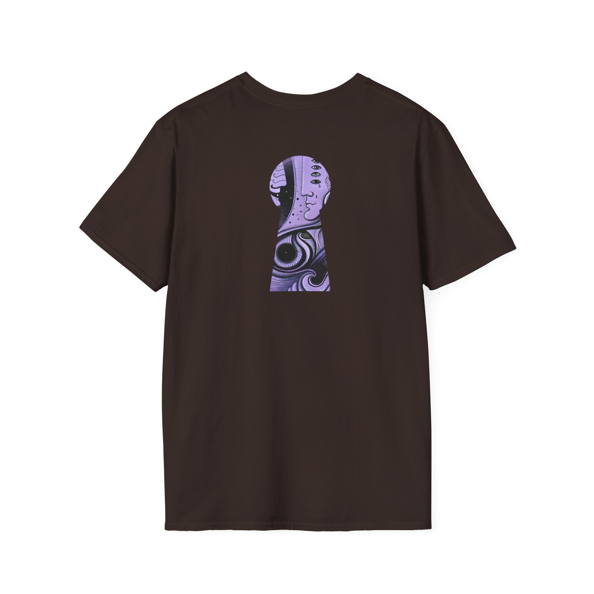 Abstract Purple Swirl Art T-Shirt | Psychedelic Keyhole Design