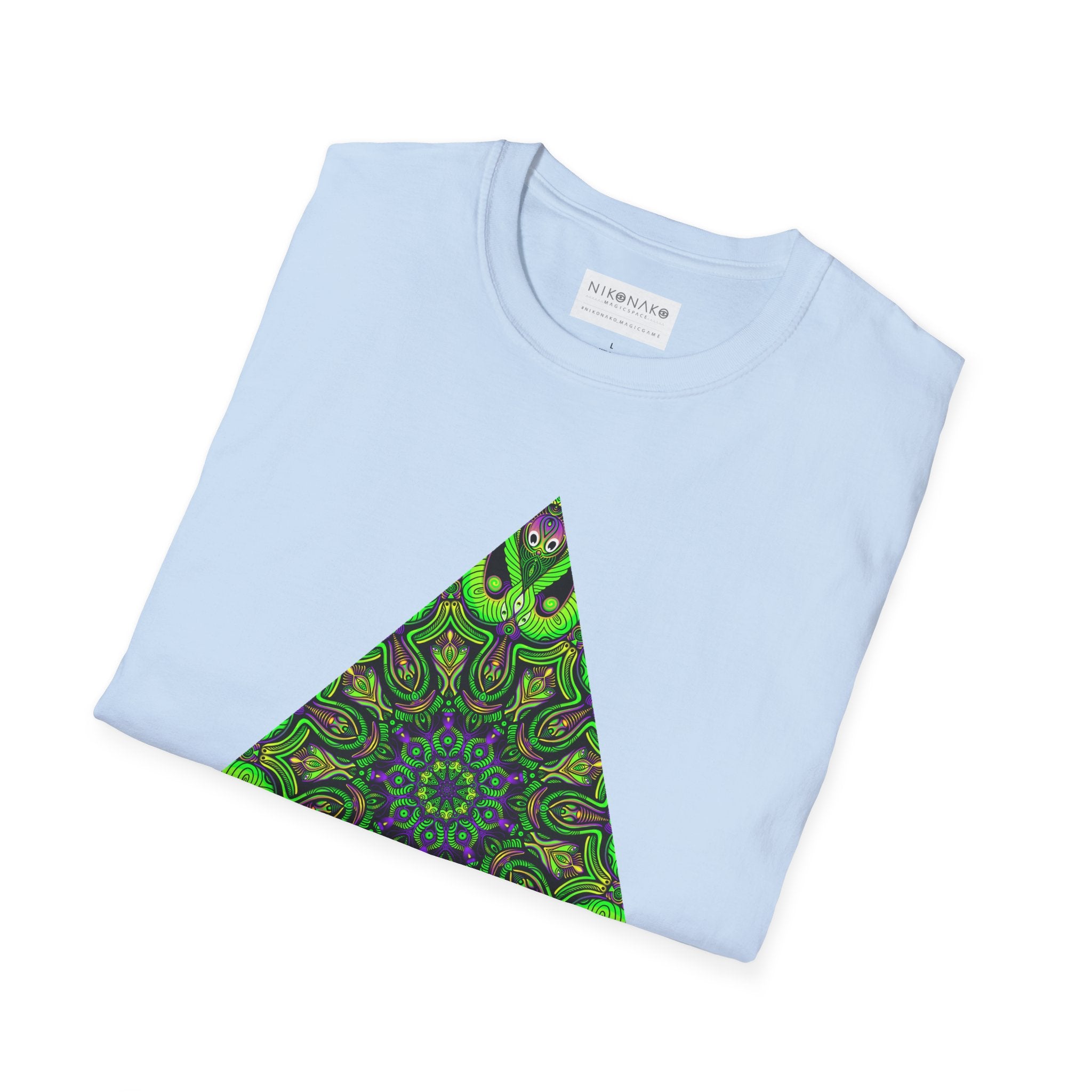 Green Mandala Triangle T-Shirt – Psychedelic Geometric Art Tee # kh9732