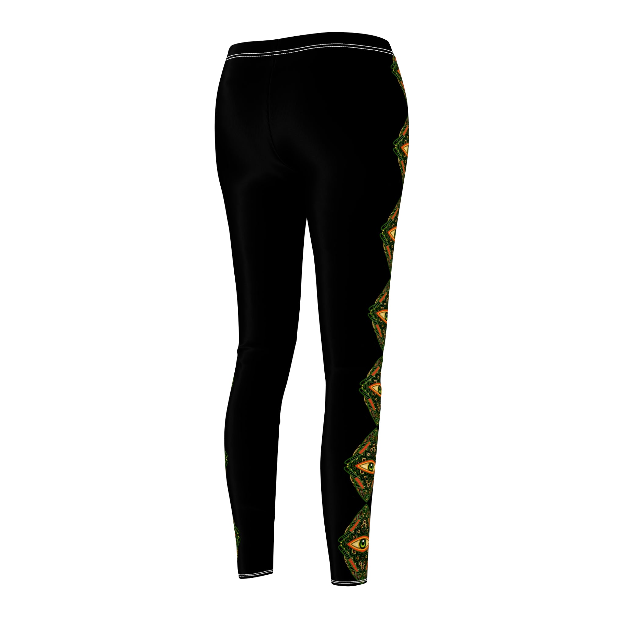 Black Gold Geometric Side-Stripe Leggings #