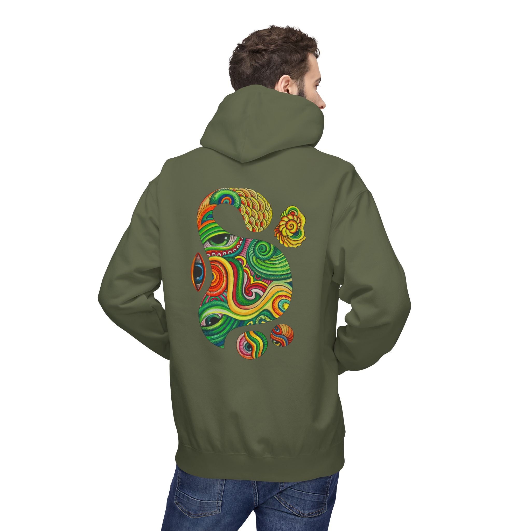 Psychedelic Swirl Hoodie — Colorful Abstract Apple Graphic #j64298