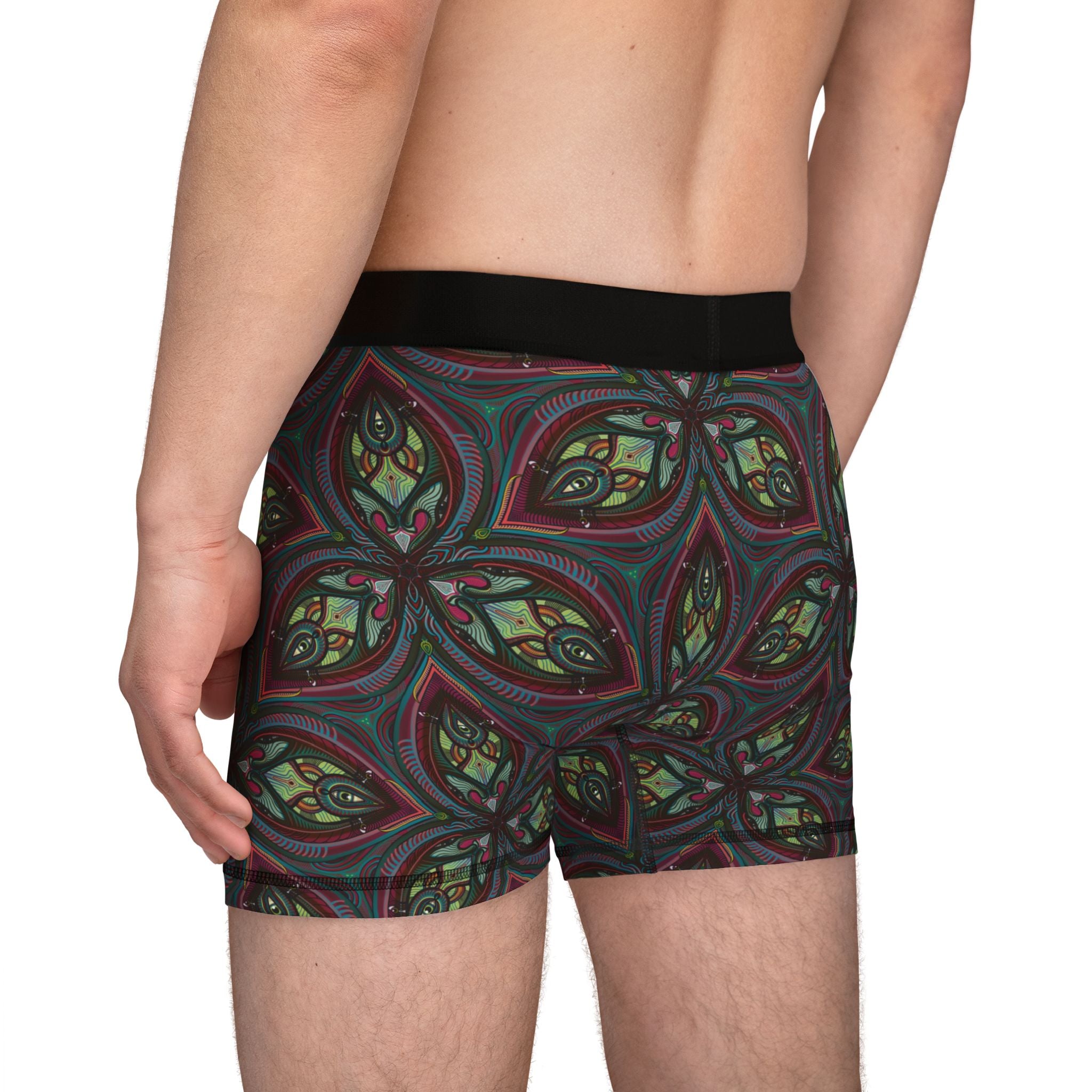 Men's Boxer Briefs — Green Red Kaleidoscope Pattern All-Over Print #mmb215