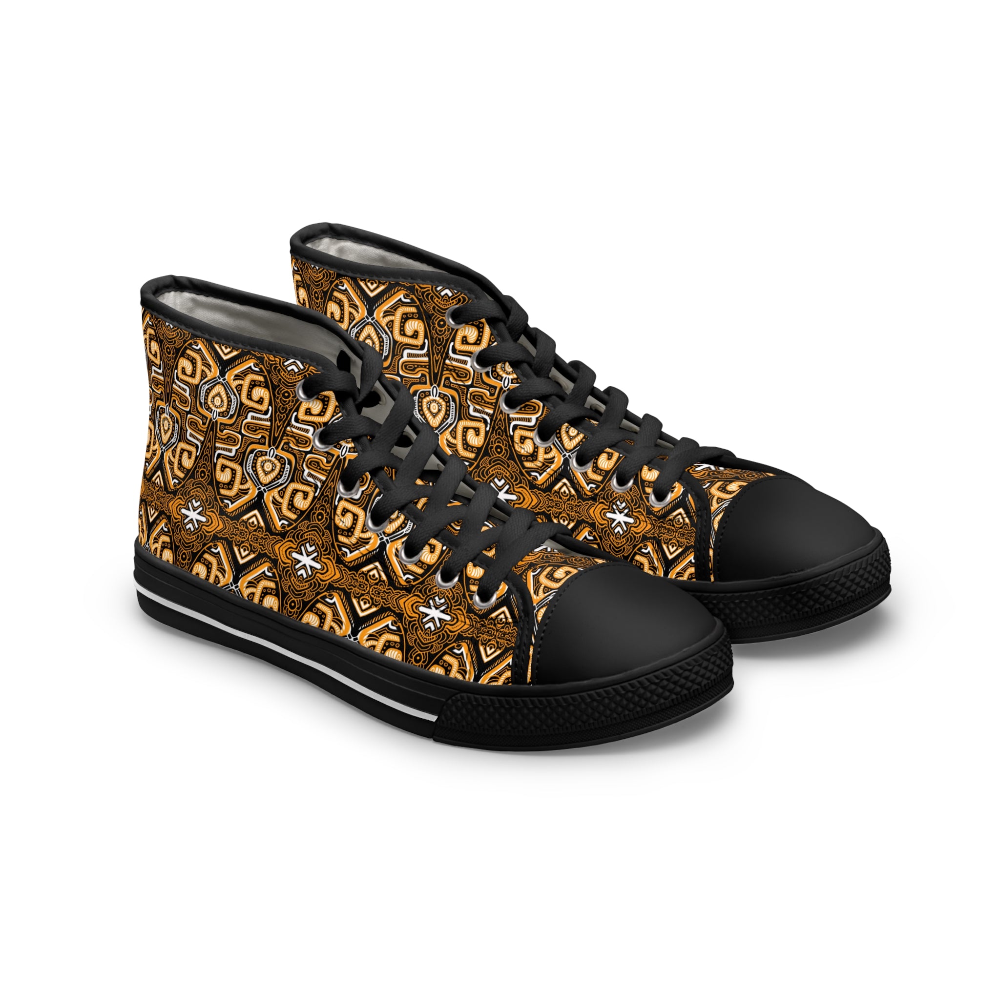 Boho Tribal High-Top Sneakers — Women's Patterned Canvas Shoes #hk53212333
