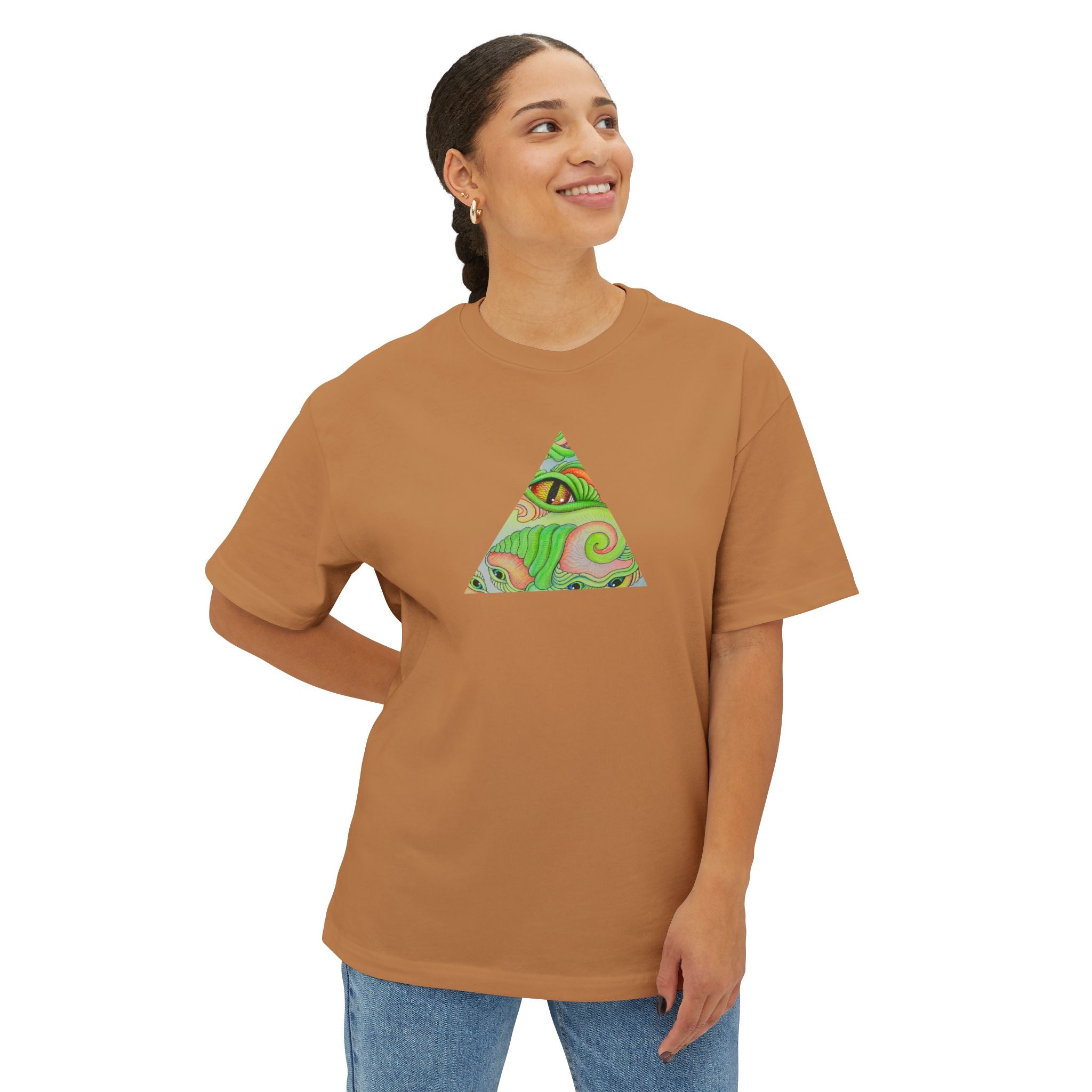 Psychedelic Triangle & Circle Graphic Tee — Retro Swirl Art T-Shirt #gr9523