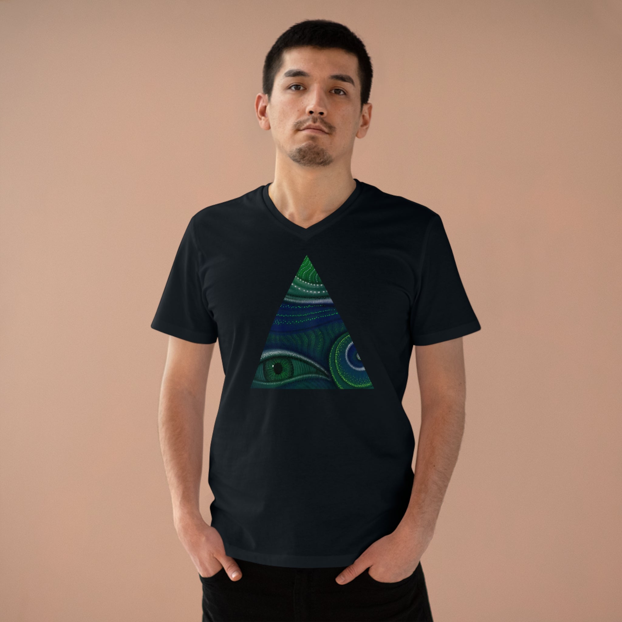Peacock Eye Triangle V-Neck T‑Shirt #ts3