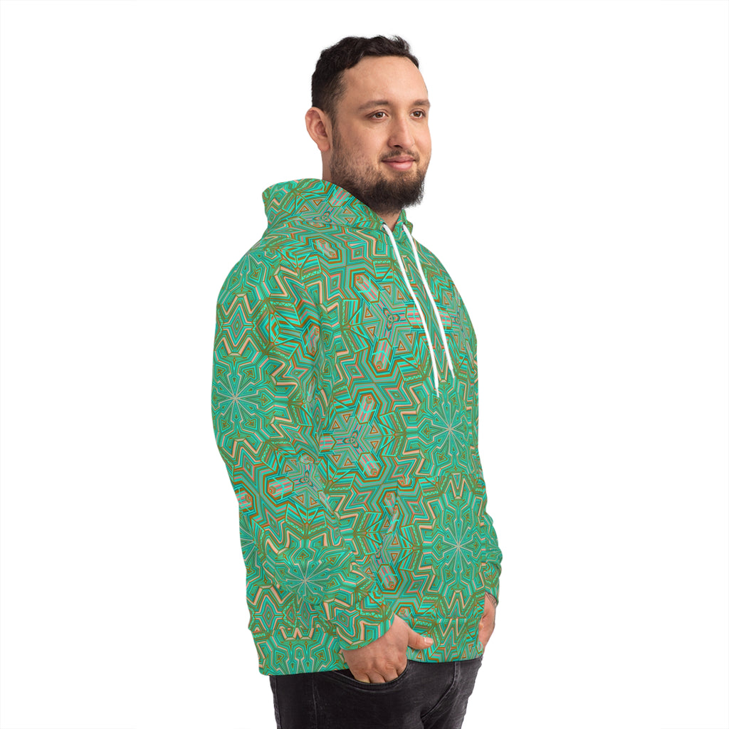 Green Mandala All-Over Print Hoodie — Boho Kaleidoscope Streetwear #h9757