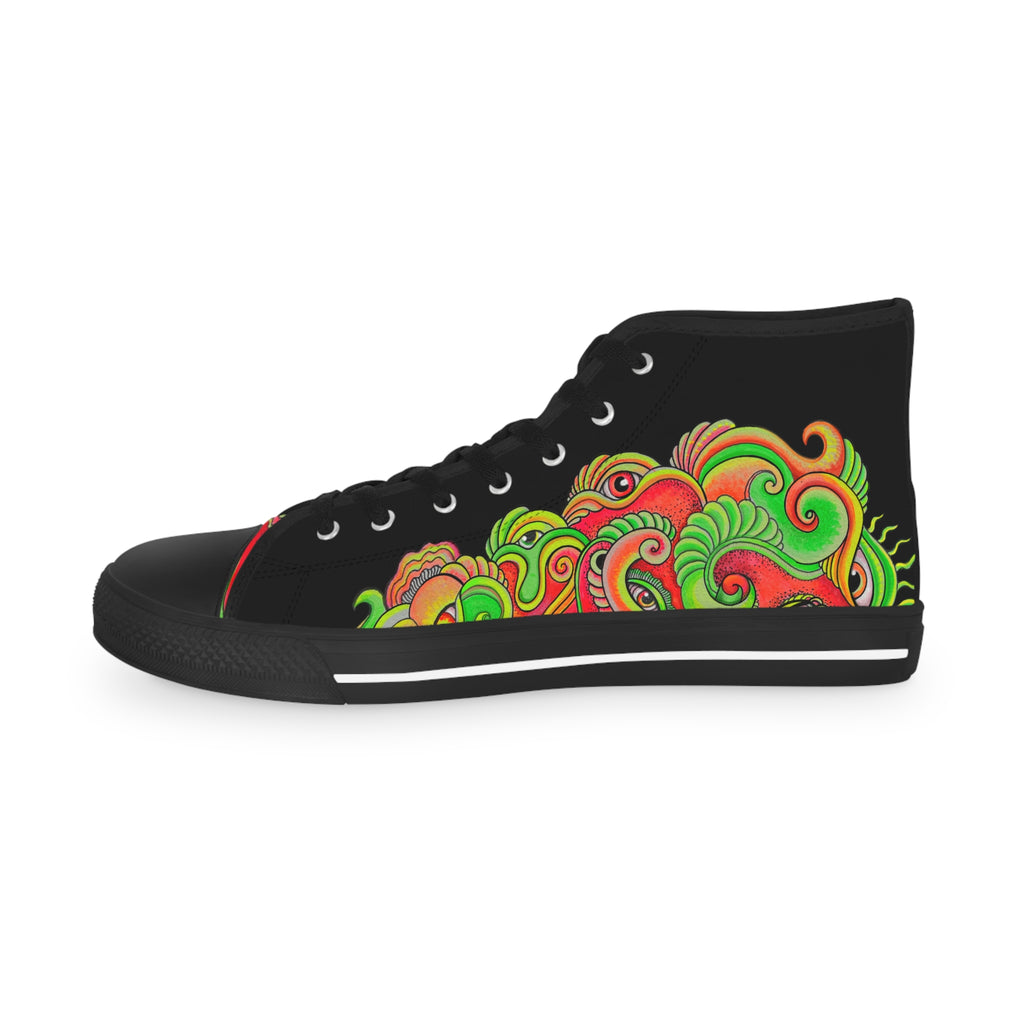 High Top Sneakers — Neon Psychedelic Wave Pattern #r76549976